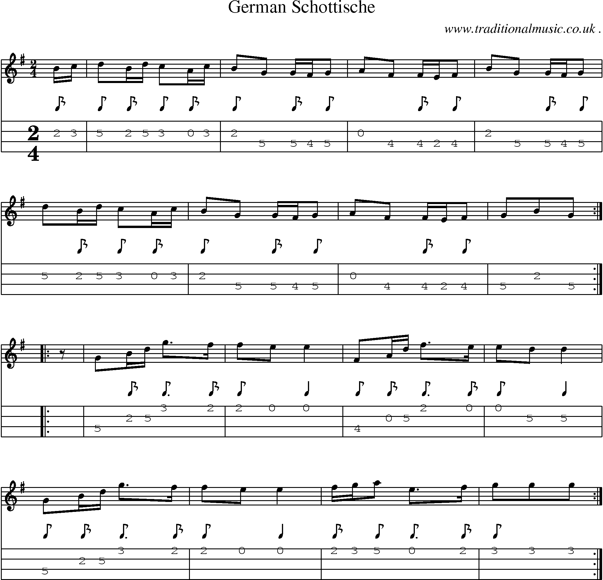 Sheet-Music and Mandolin Tabs for German Schottische