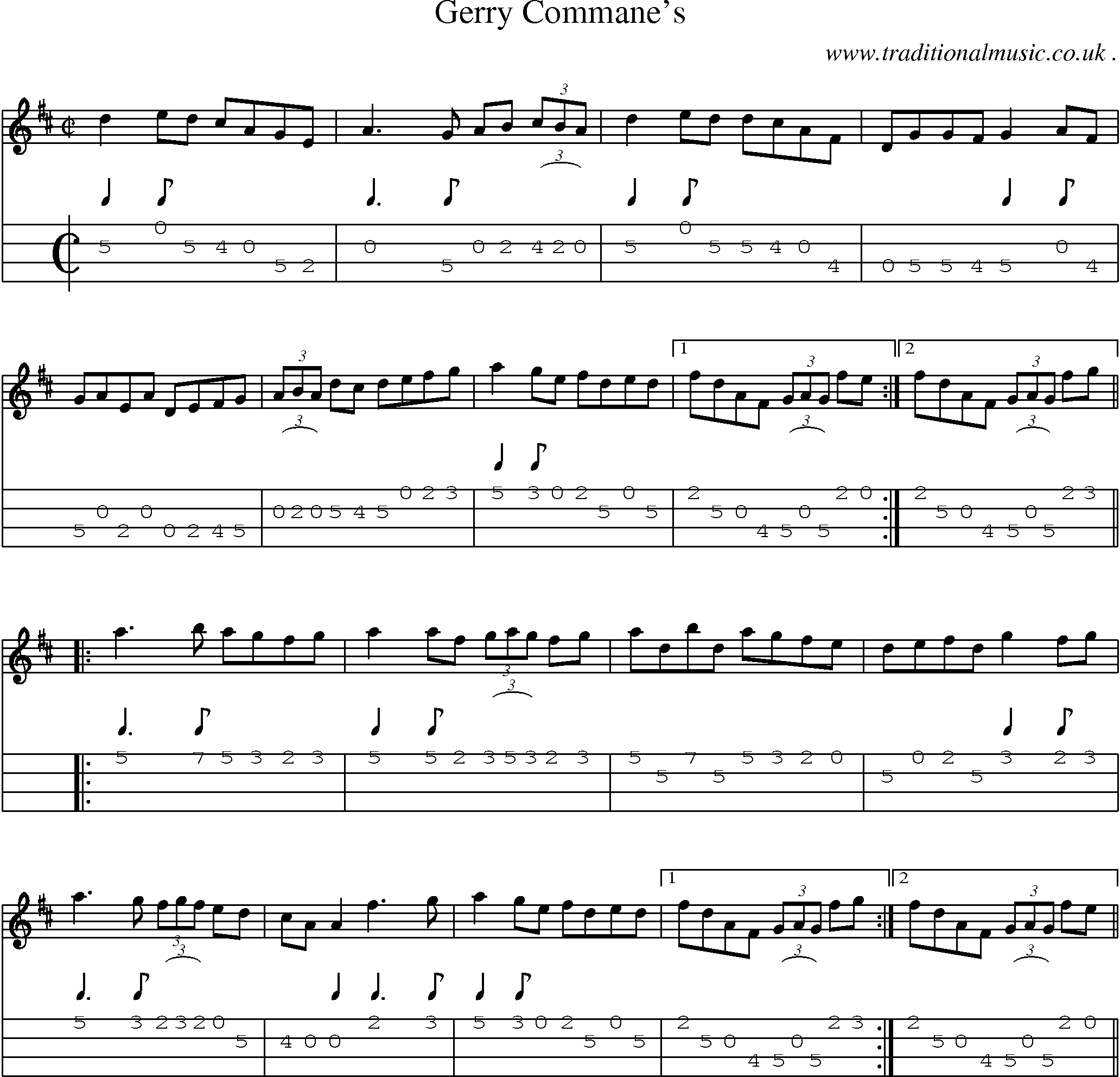 Sheet-Music and Mandolin Tabs for Gerry Commanes