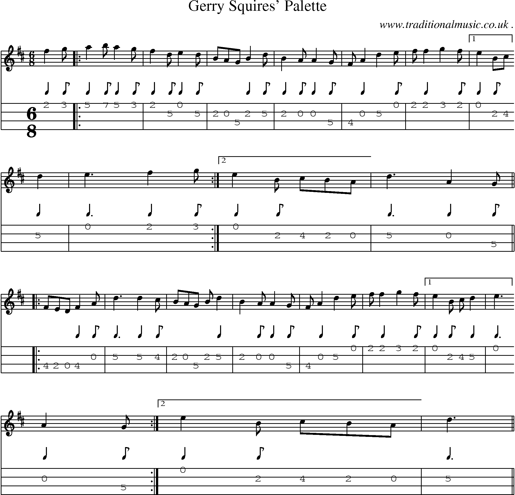 Sheet-Music and Mandolin Tabs for Gerry Squires Palette