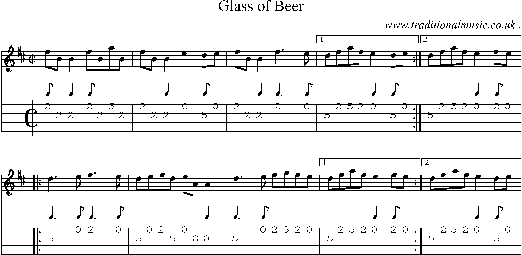 Sheet-Music and Mandolin Tabs for Glass Of Beer