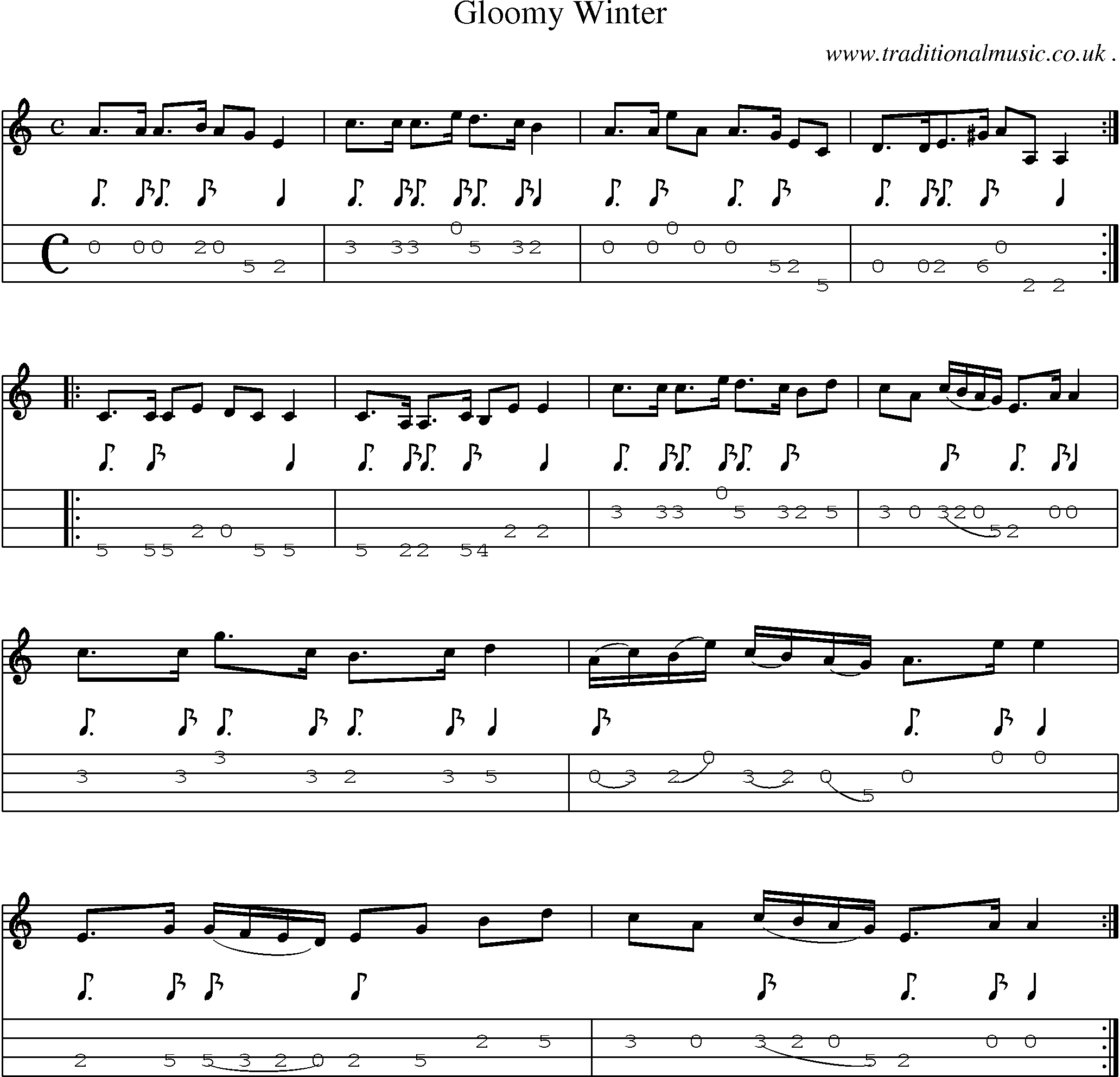 Sheet-Music and Mandolin Tabs for Gloomy Winter