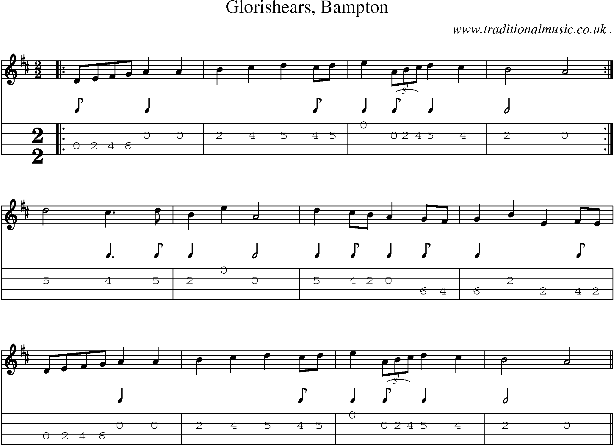 Sheet-Music and Mandolin Tabs for Glorishears Bampton
