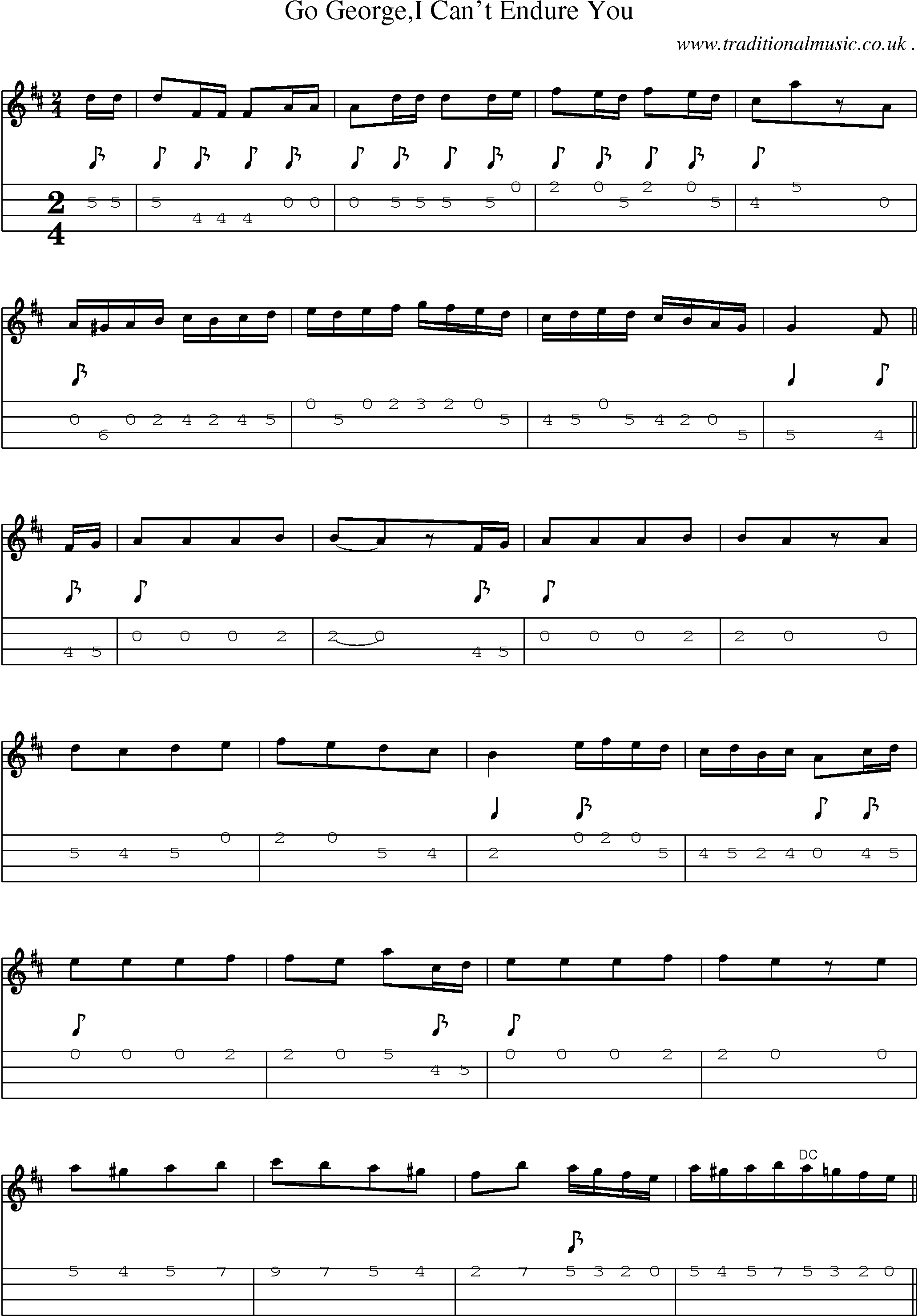 Sheet-Music and Mandolin Tabs for Go Georgei Cant Endure You