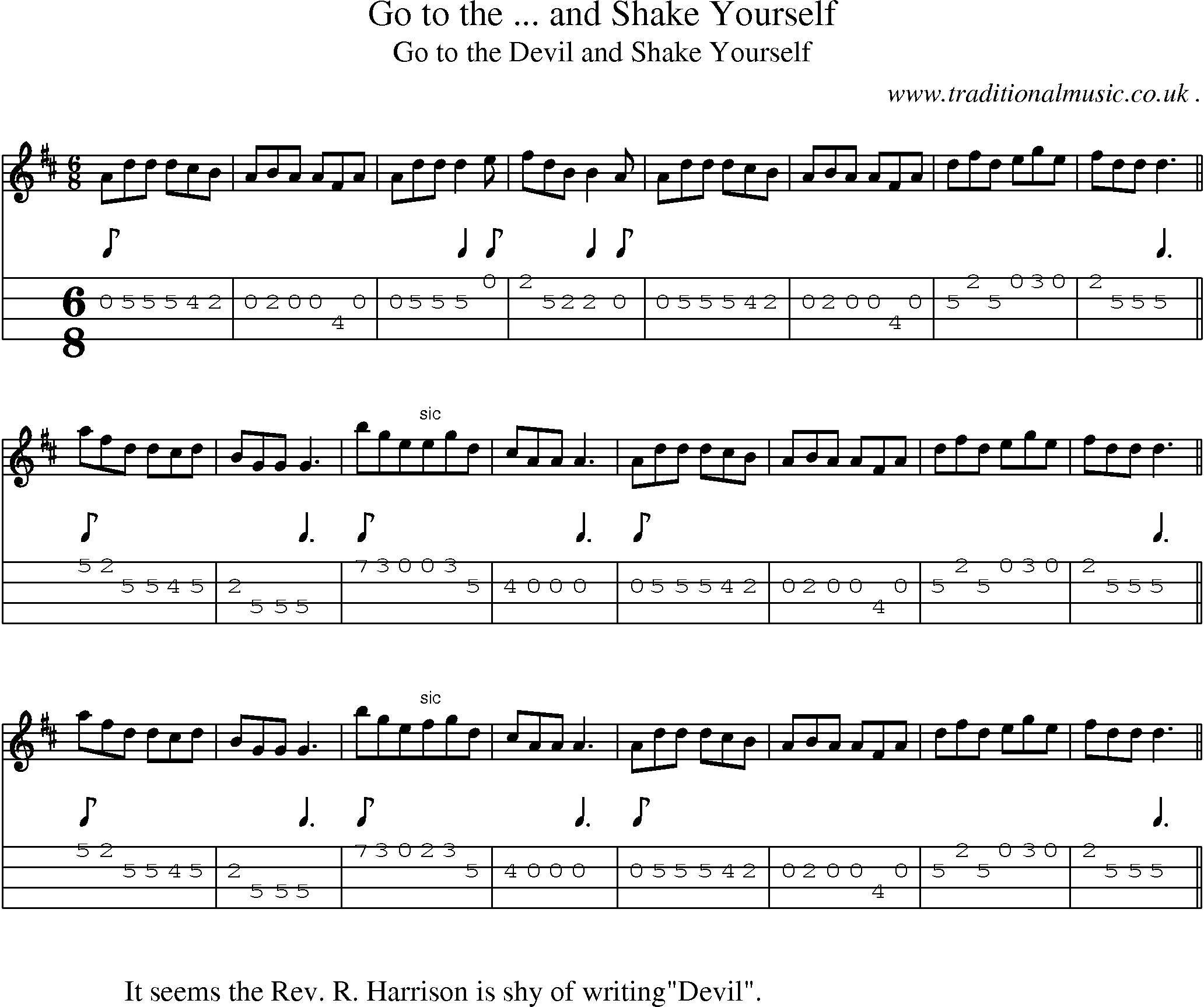 Sheet-Music and Mandolin Tabs for Go To The  And Shake Yourself