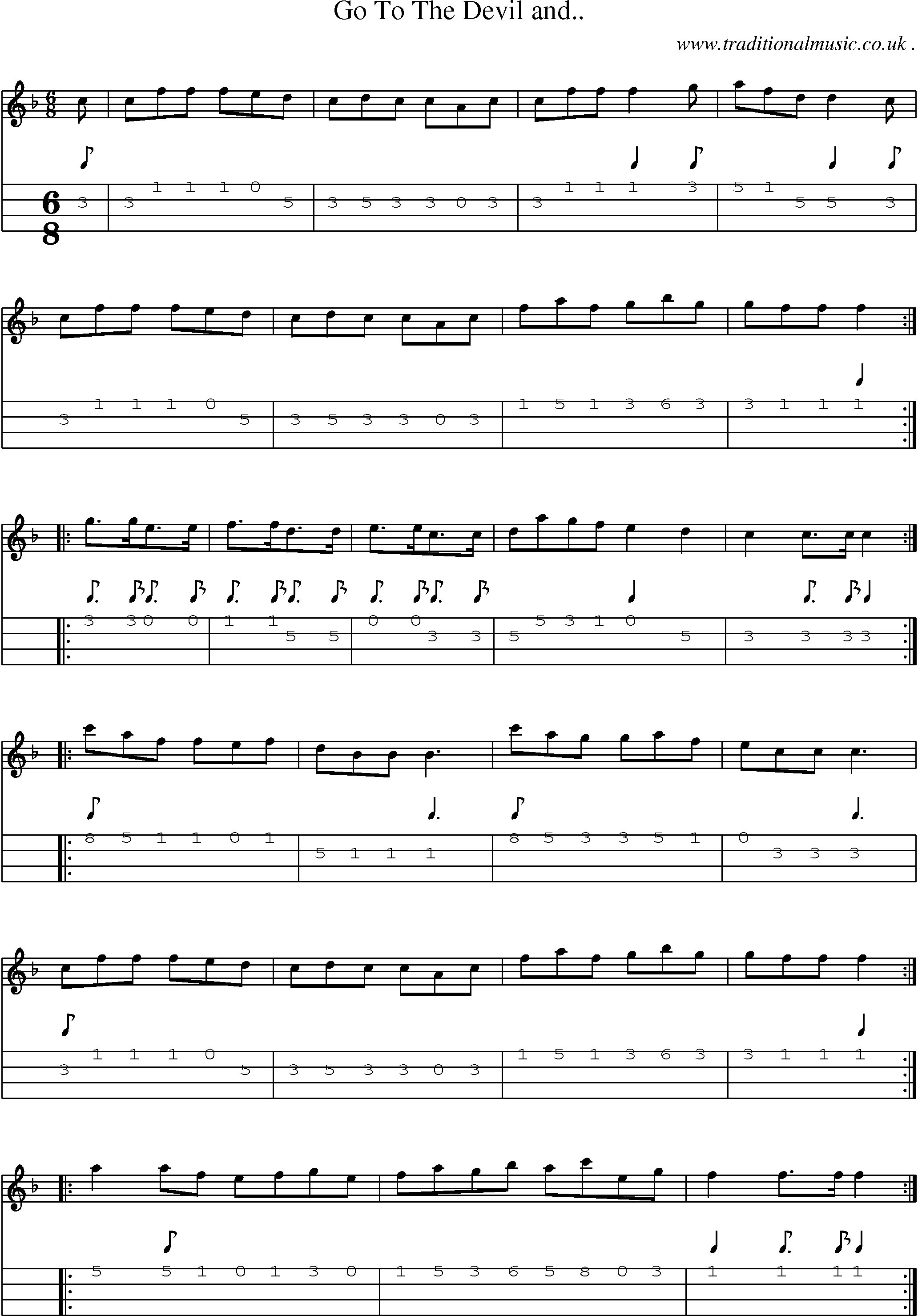 Sheet-Music and Mandolin Tabs for Go To The Devil And