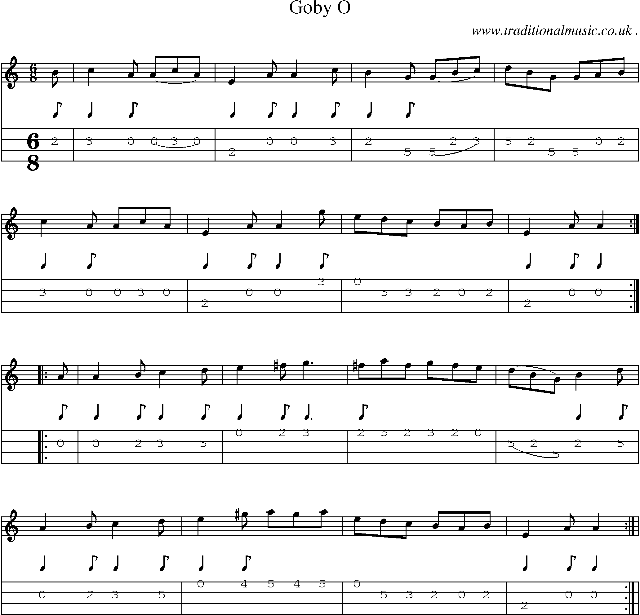 Sheet-Music and Mandolin Tabs for Goby O