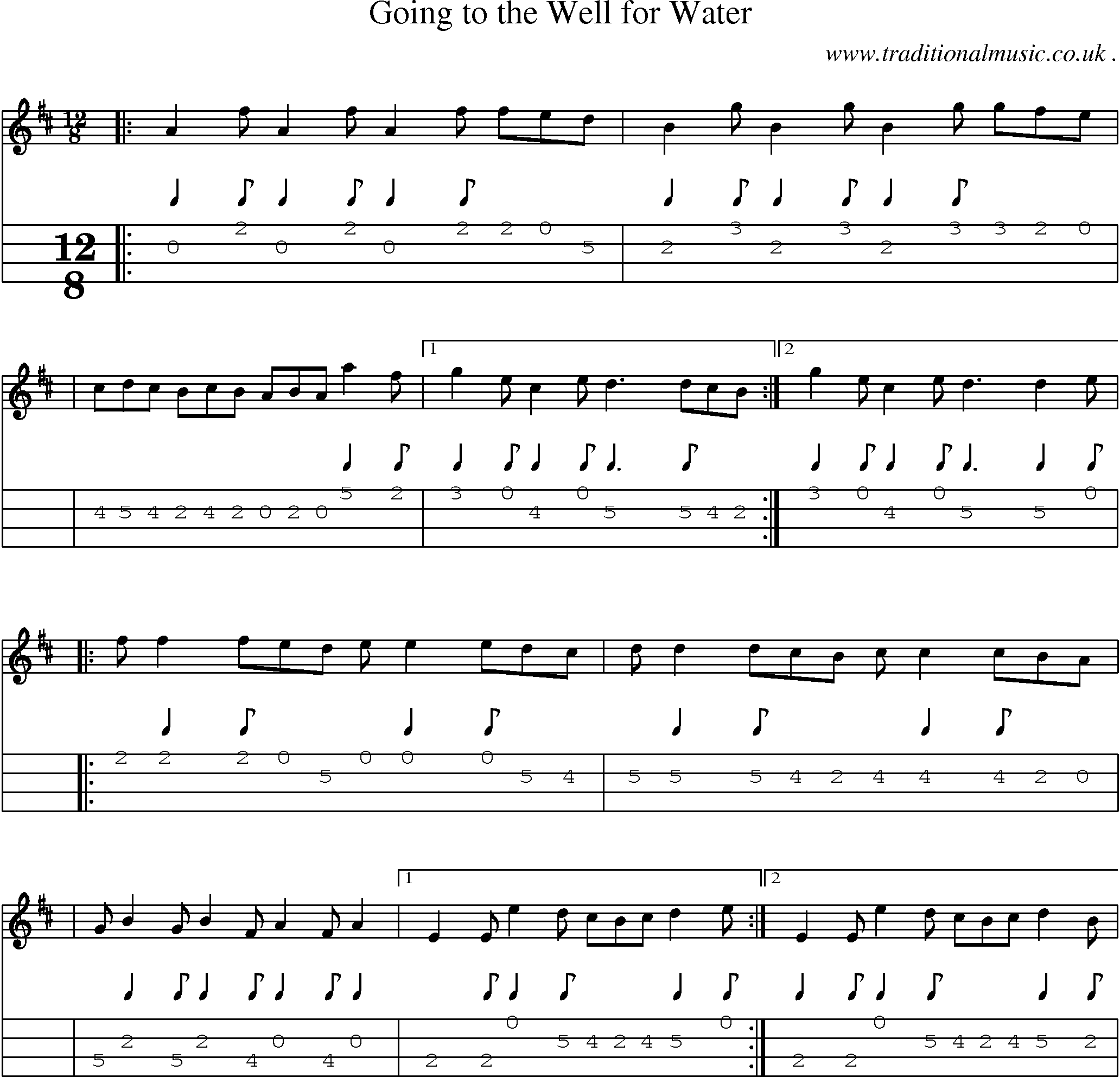 Sheet-Music and Mandolin Tabs for Going To The Well For Water
