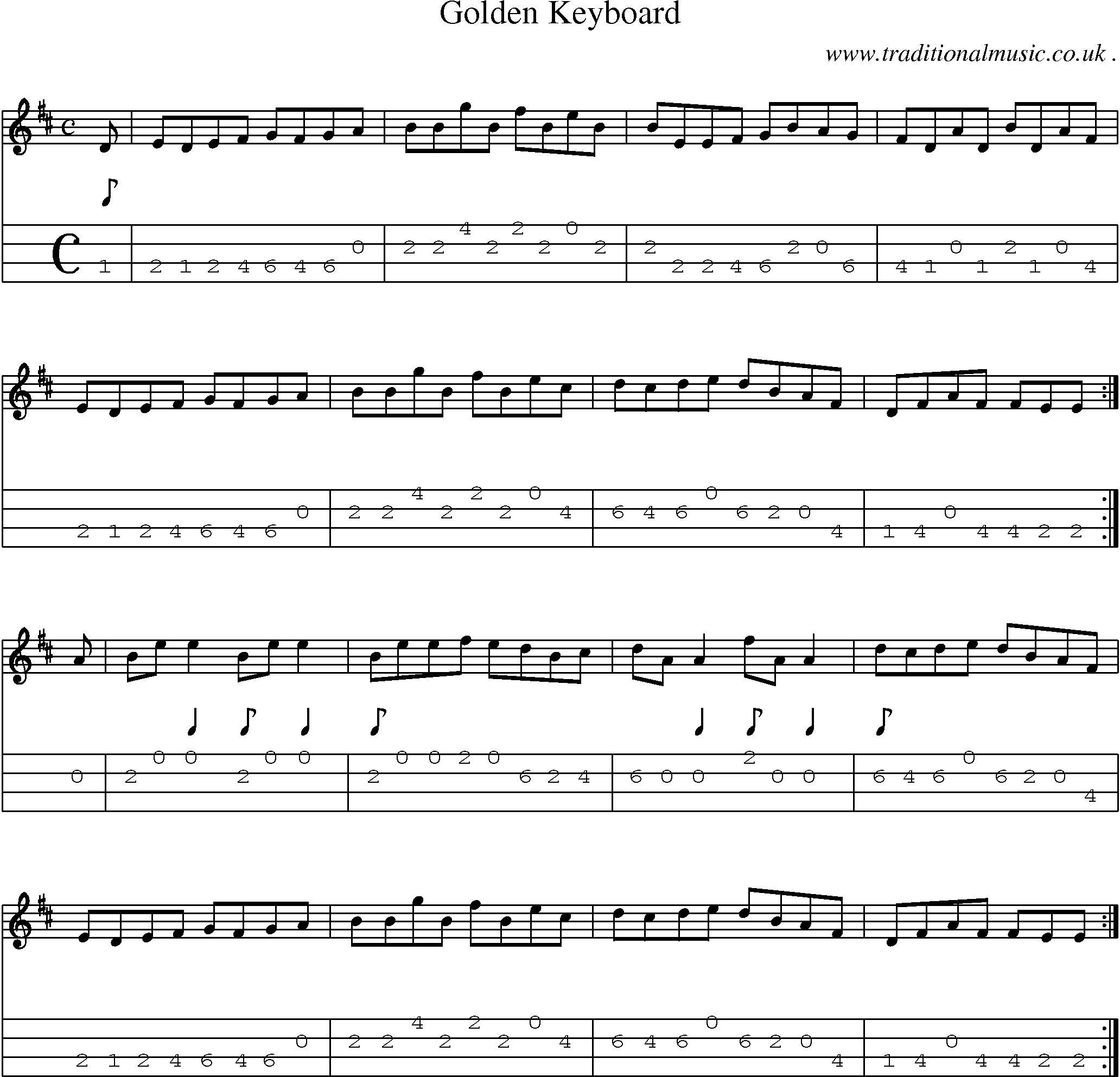 Sheet-Music and Mandolin Tabs for Golden Keyboard