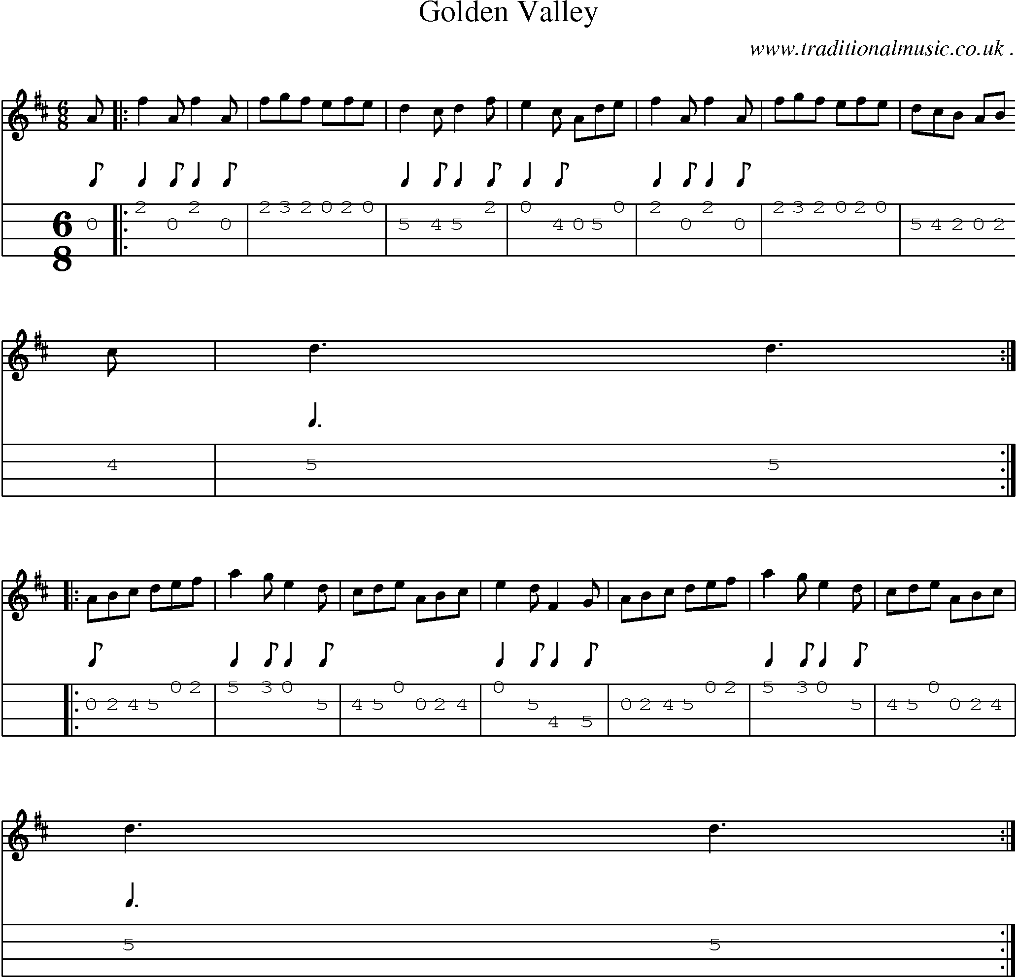 Sheet-Music and Mandolin Tabs for Golden Valley