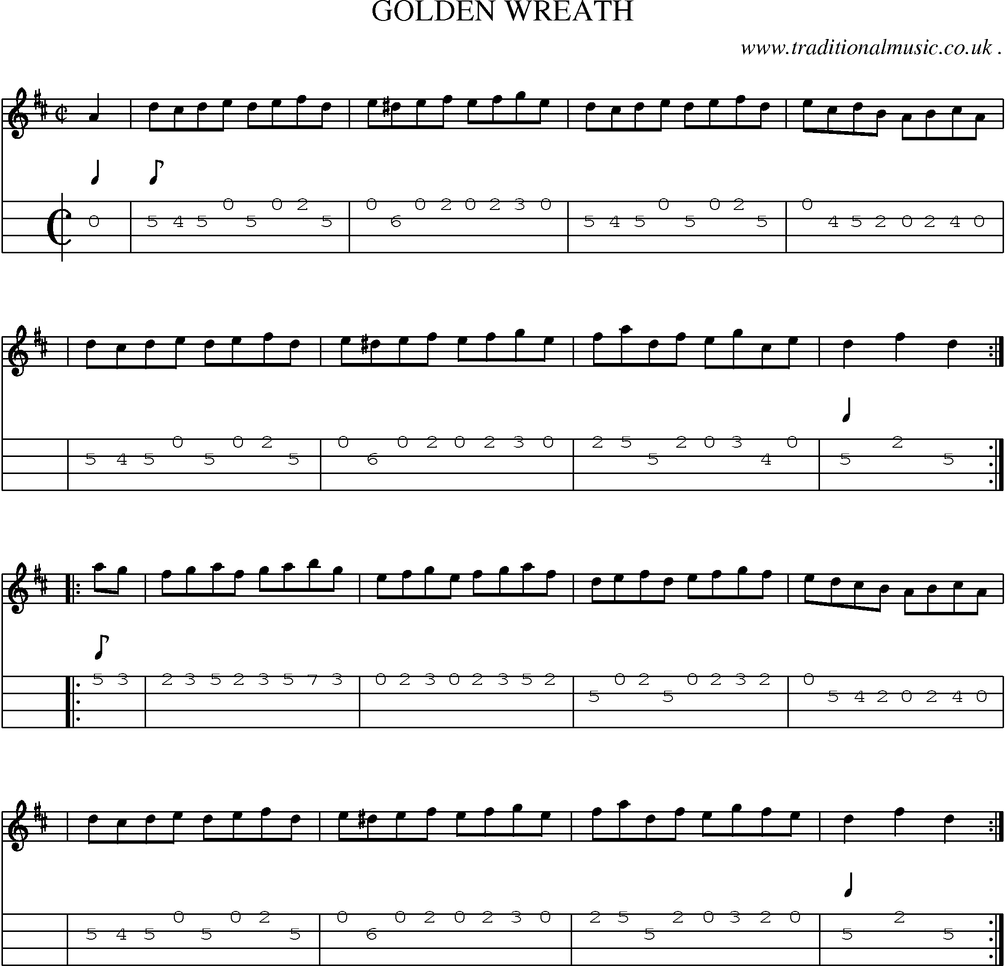 Sheet-Music and Mandolin Tabs for Golden Wreath