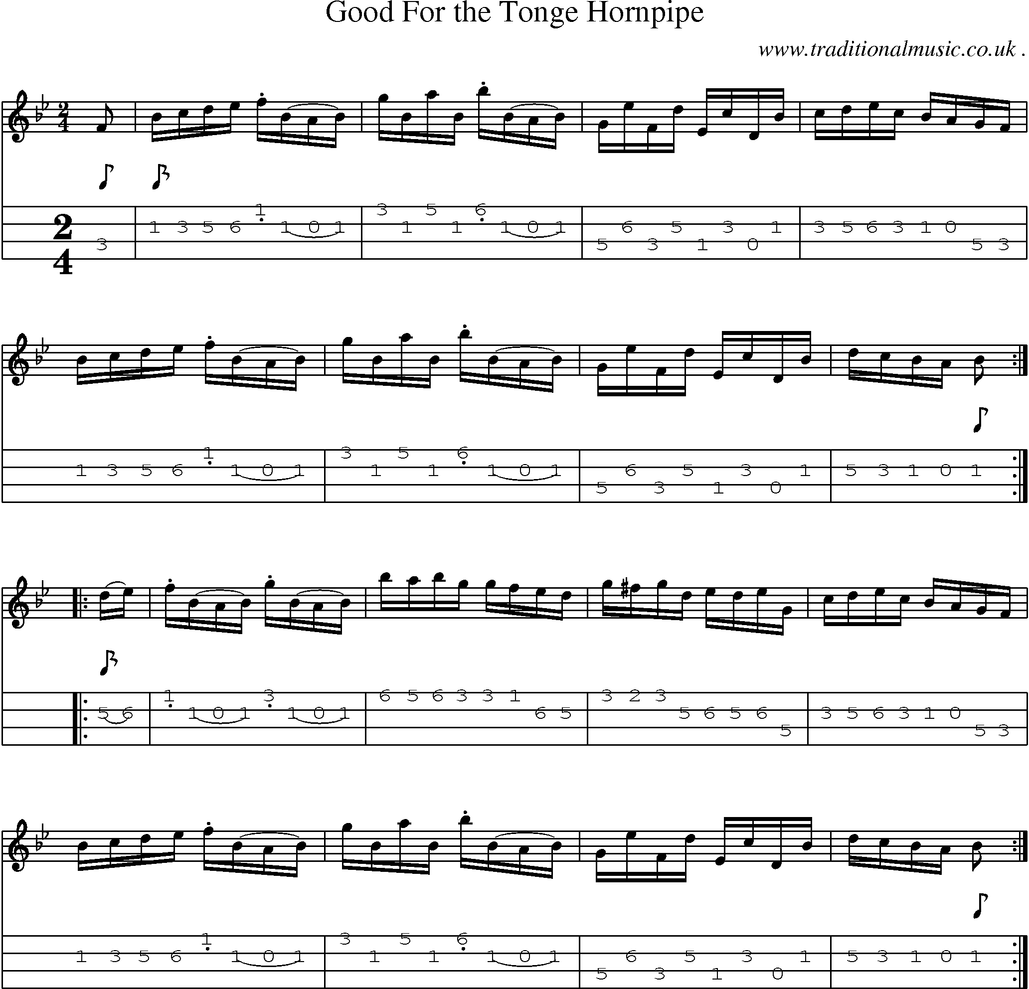 Sheet-Music and Mandolin Tabs for Good For The Tonge Hornpipe