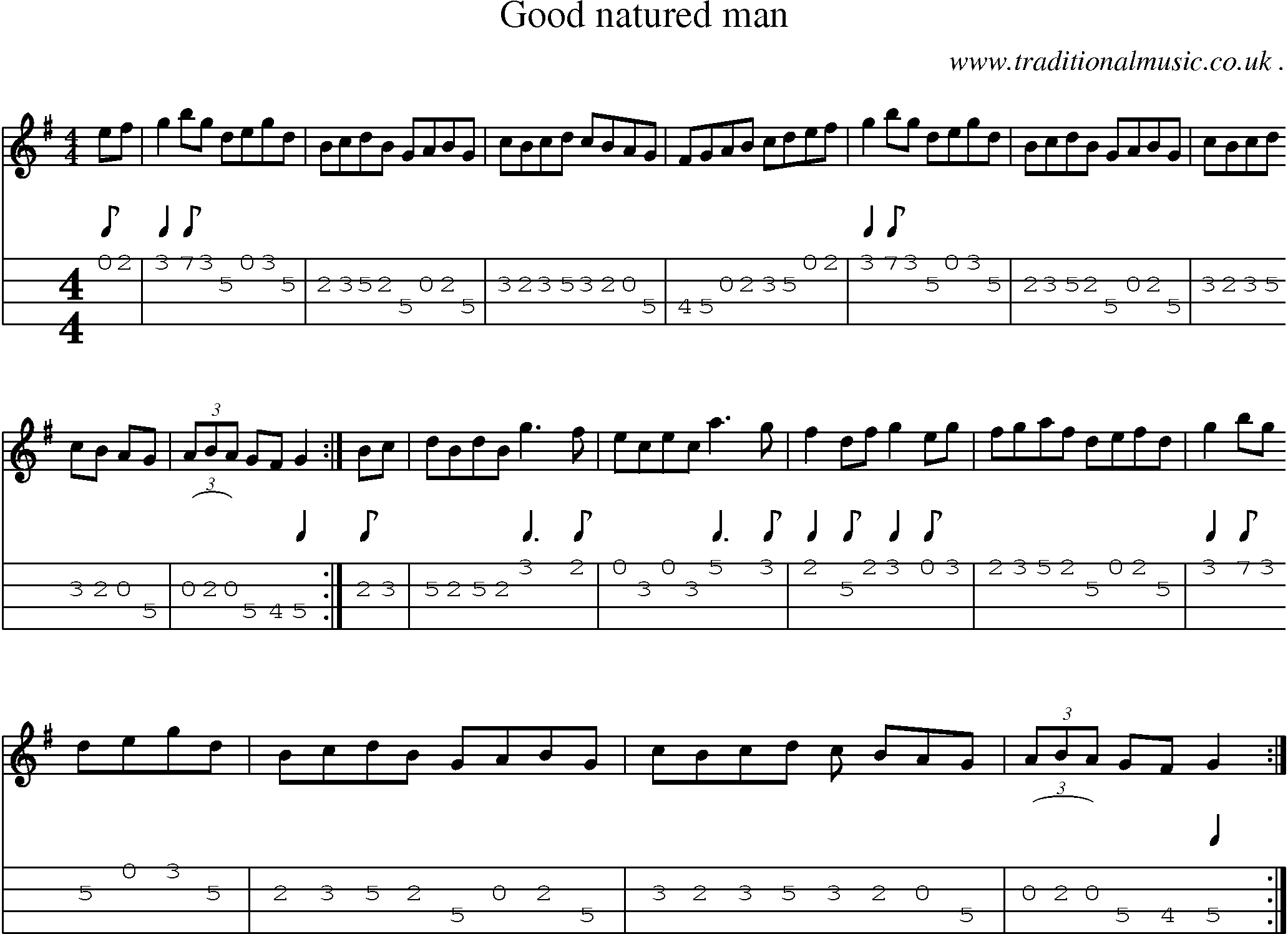 Sheet-Music and Mandolin Tabs for Good Natured Man