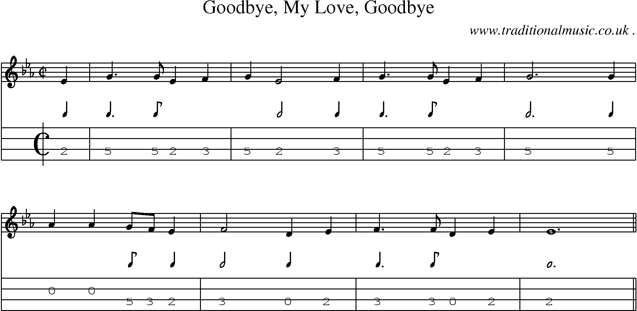 Sheet-Music and Mandolin Tabs for Goodbye My Love Goodbye
