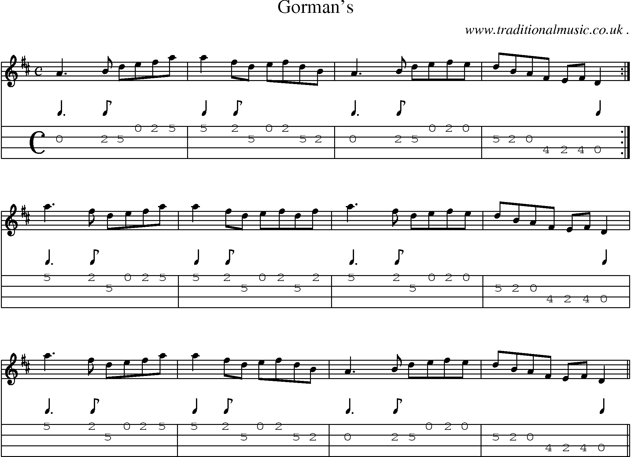 Sheet-Music and Mandolin Tabs for Gormans