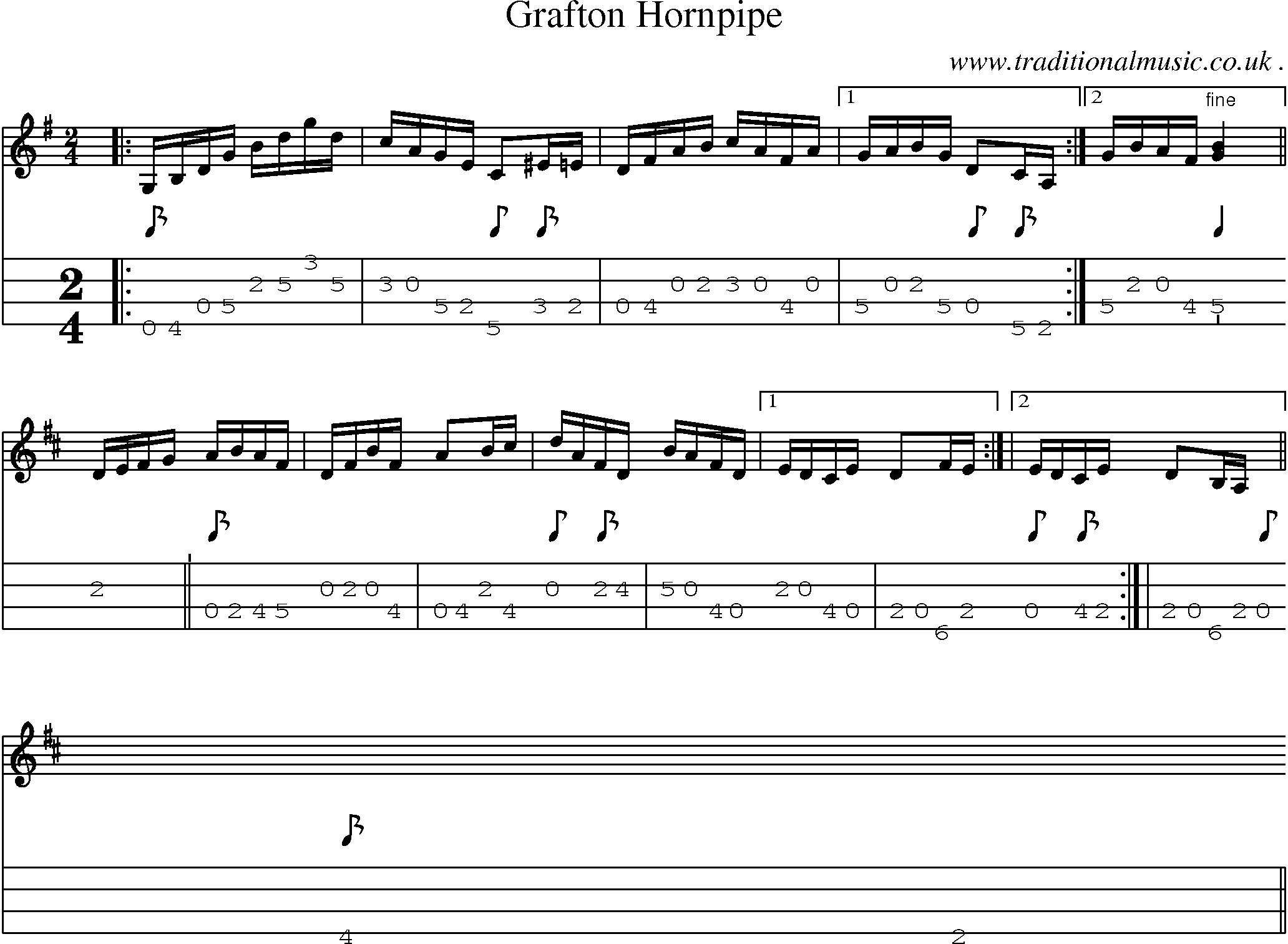 Sheet-Music and Mandolin Tabs for Grafton Hornpipe