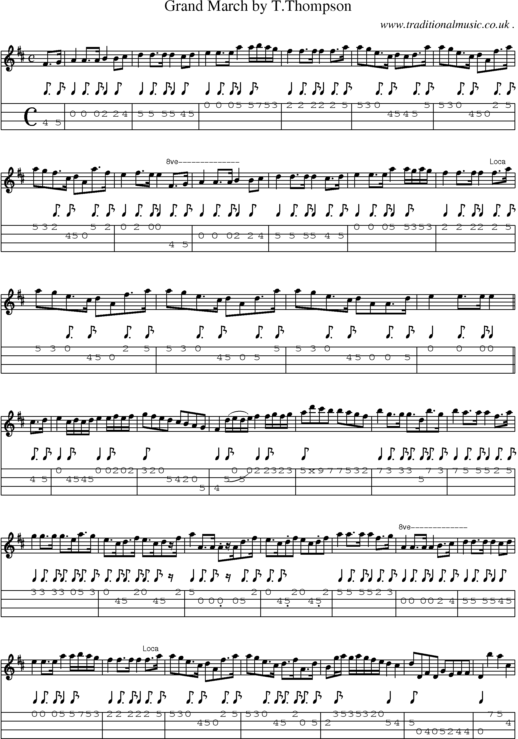 Sheet-Music and Mandolin Tabs for Grand March By Tthompson