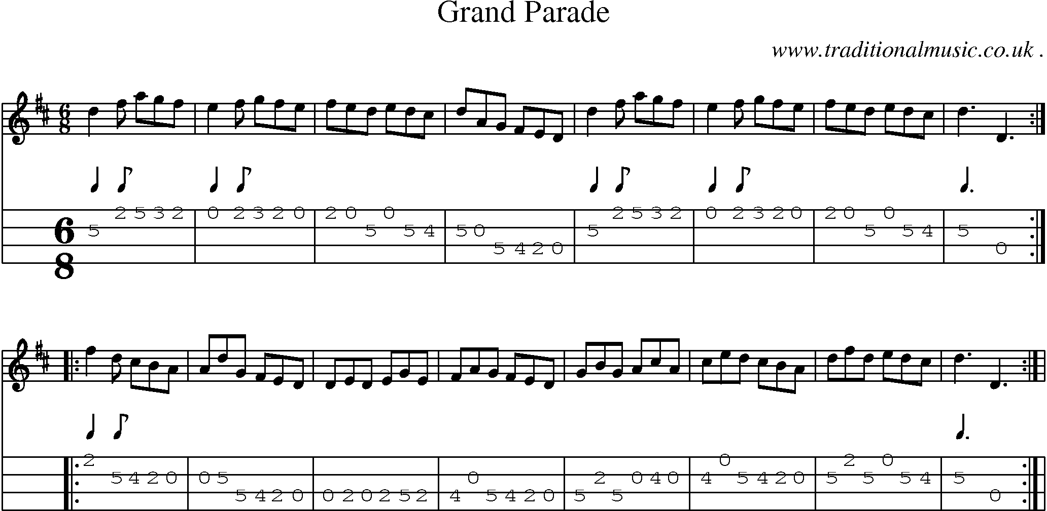 Sheet-Music and Mandolin Tabs for Grand Parade