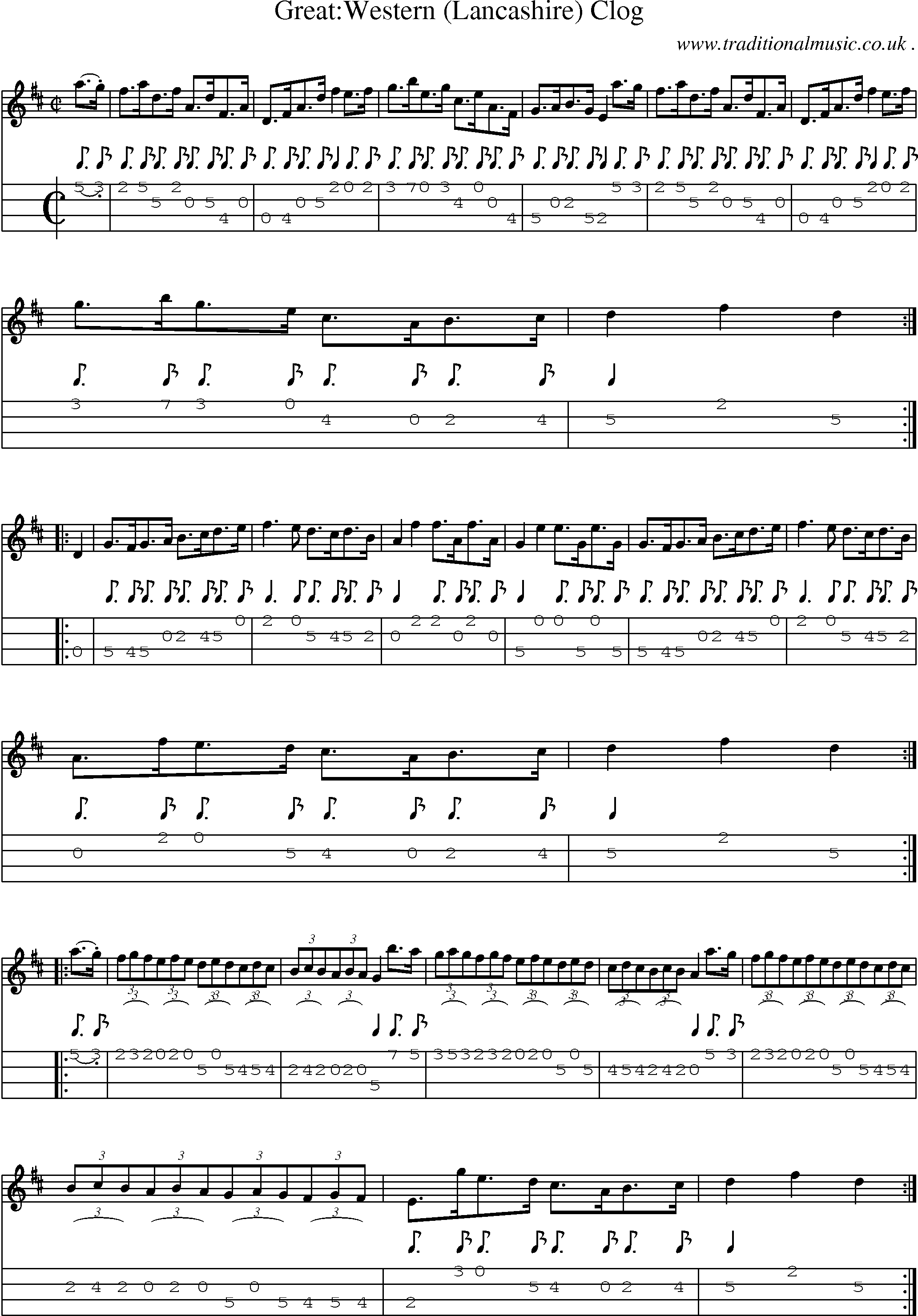 Sheet-Music and Mandolin Tabs for Greatwestern (lancashire) Clog