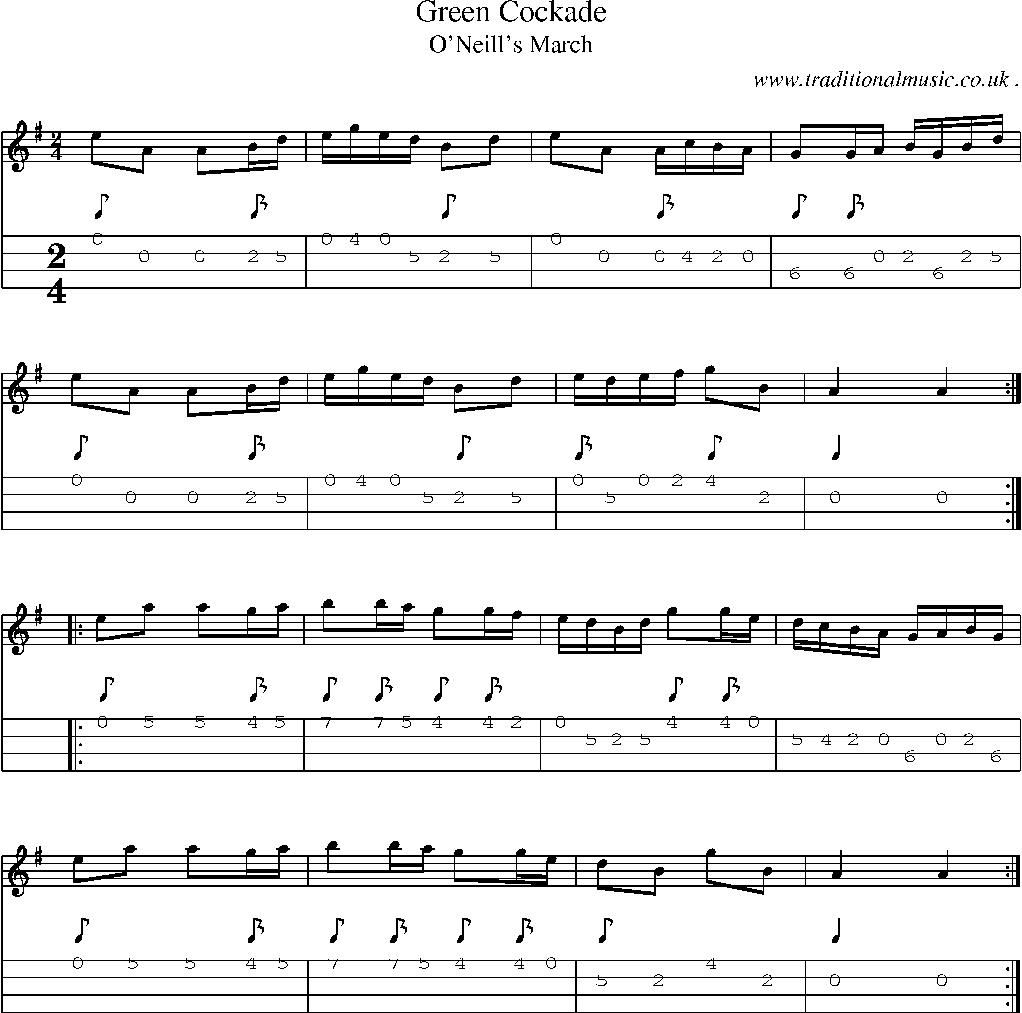 Sheet-Music and Mandolin Tabs for Green Cockade