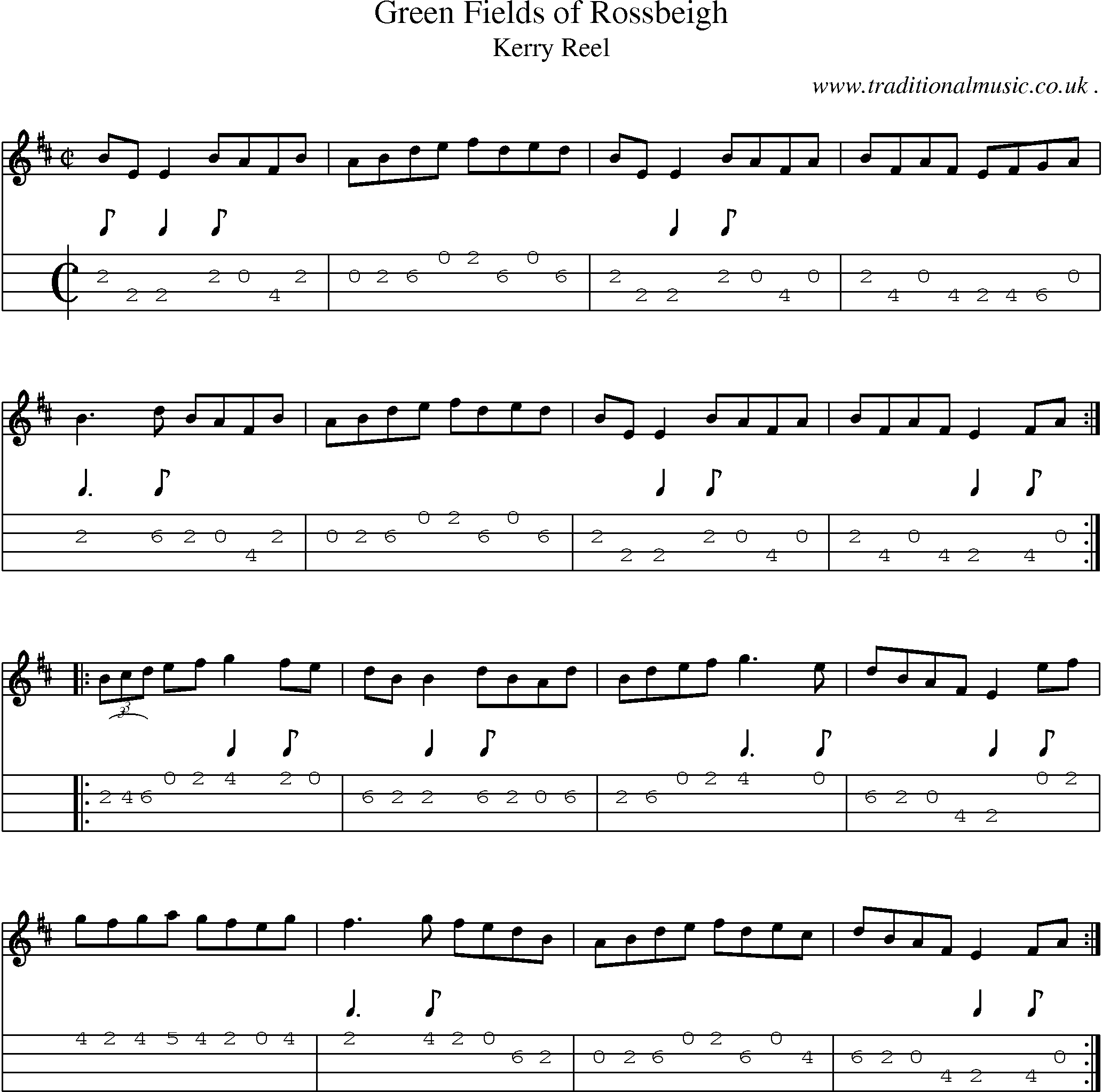 Sheet-Music and Mandolin Tabs for Green Fields Of Rossbeigh