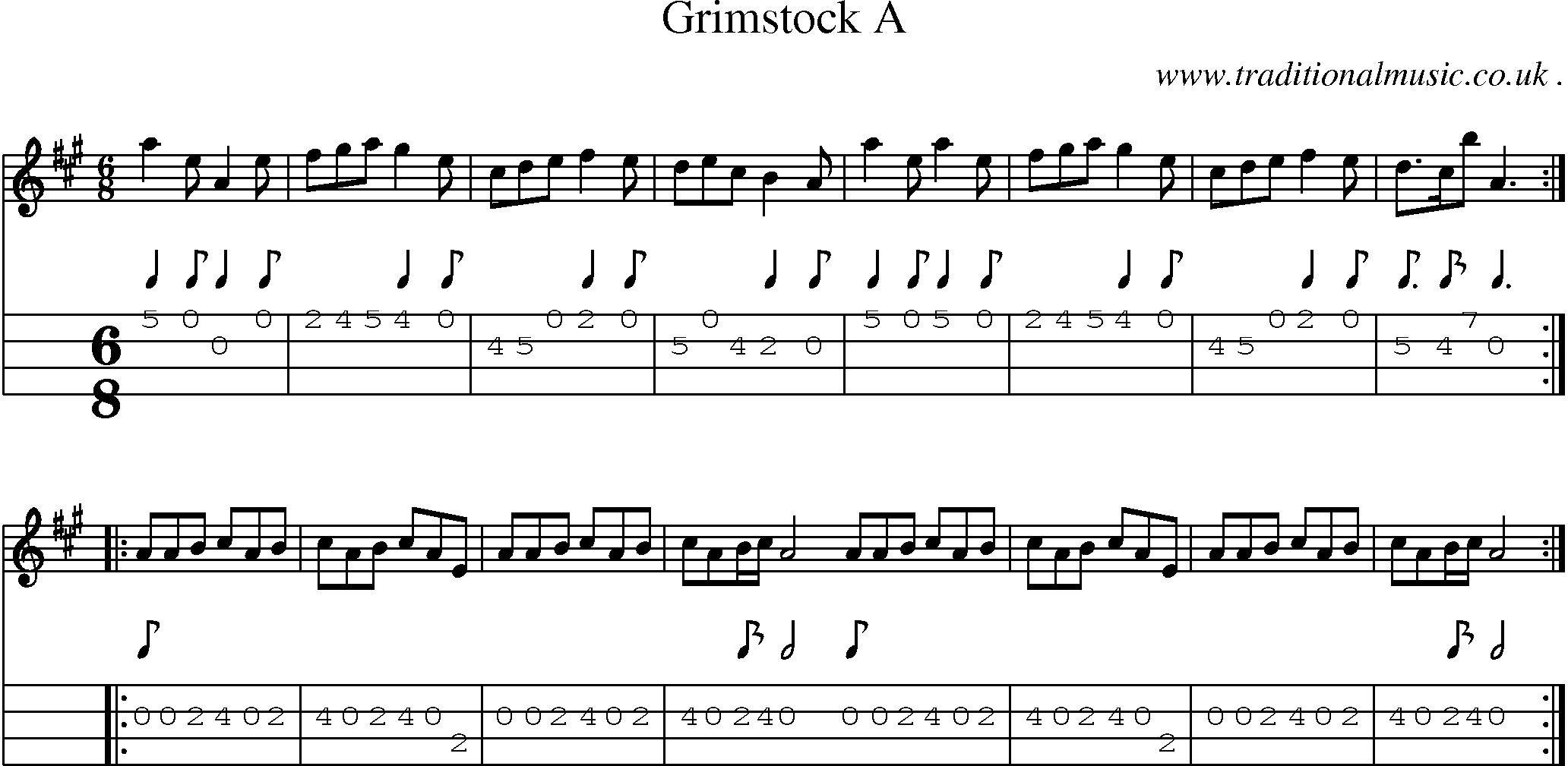 Sheet-Music and Mandolin Tabs for Grimstock A