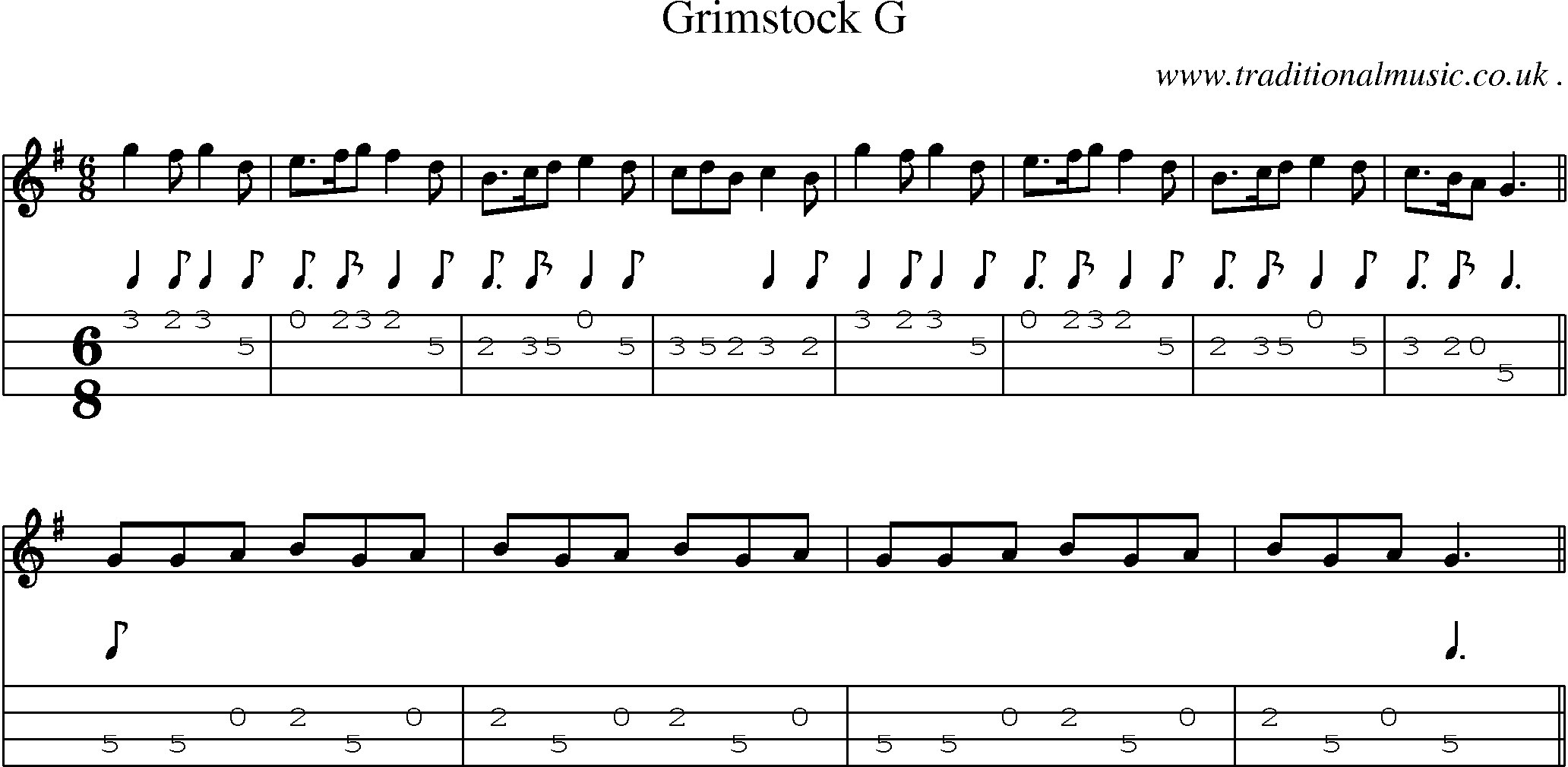 Sheet-Music and Mandolin Tabs for Grimstock G
