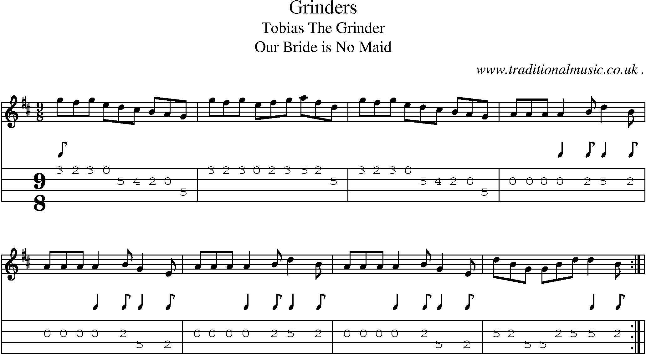 Sheet-Music and Mandolin Tabs for Grinders