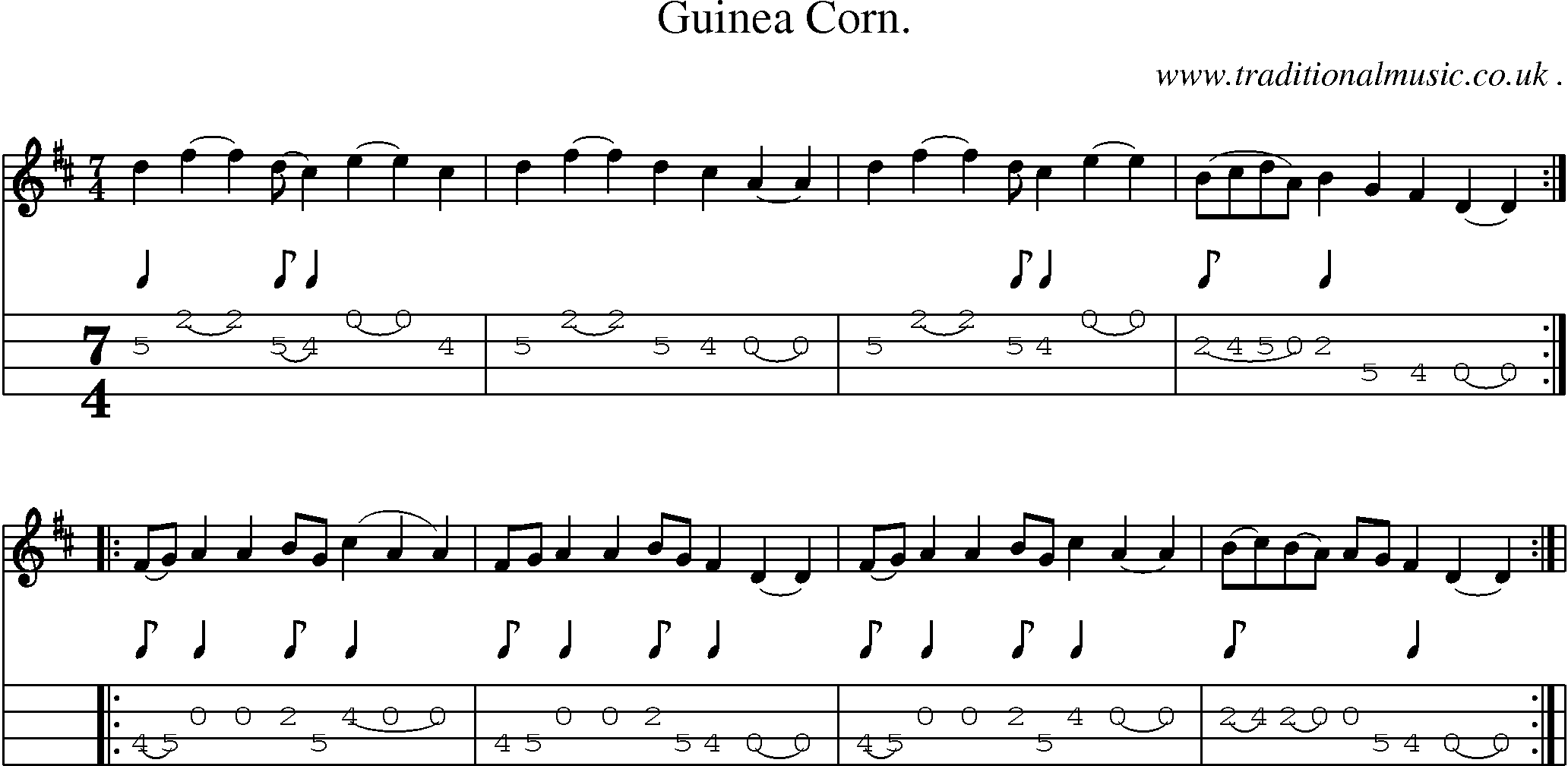 Sheet-Music and Mandolin Tabs for Guinea Corn