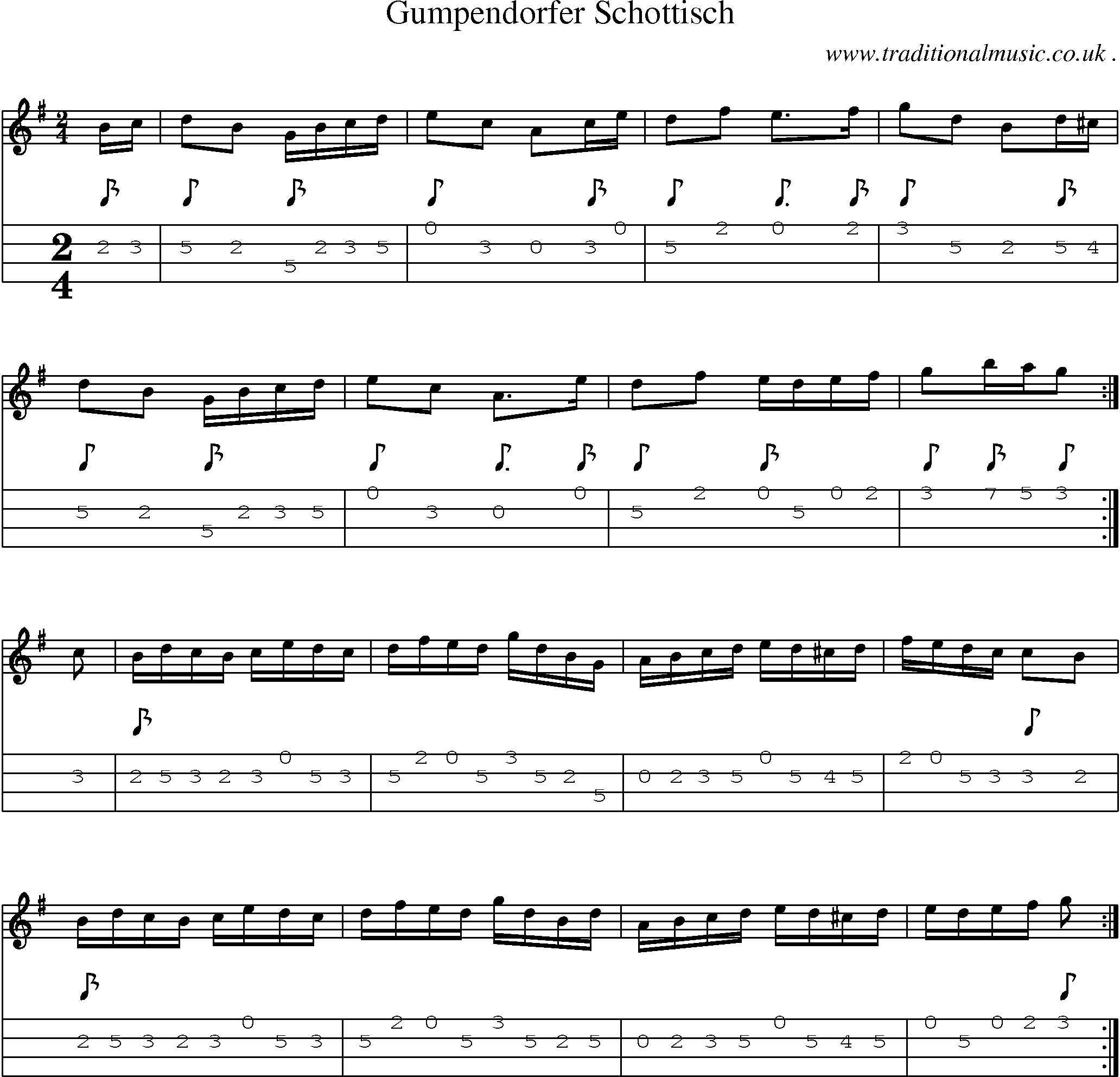 Sheet-Music and Mandolin Tabs for Gumpendorfer Schottisch