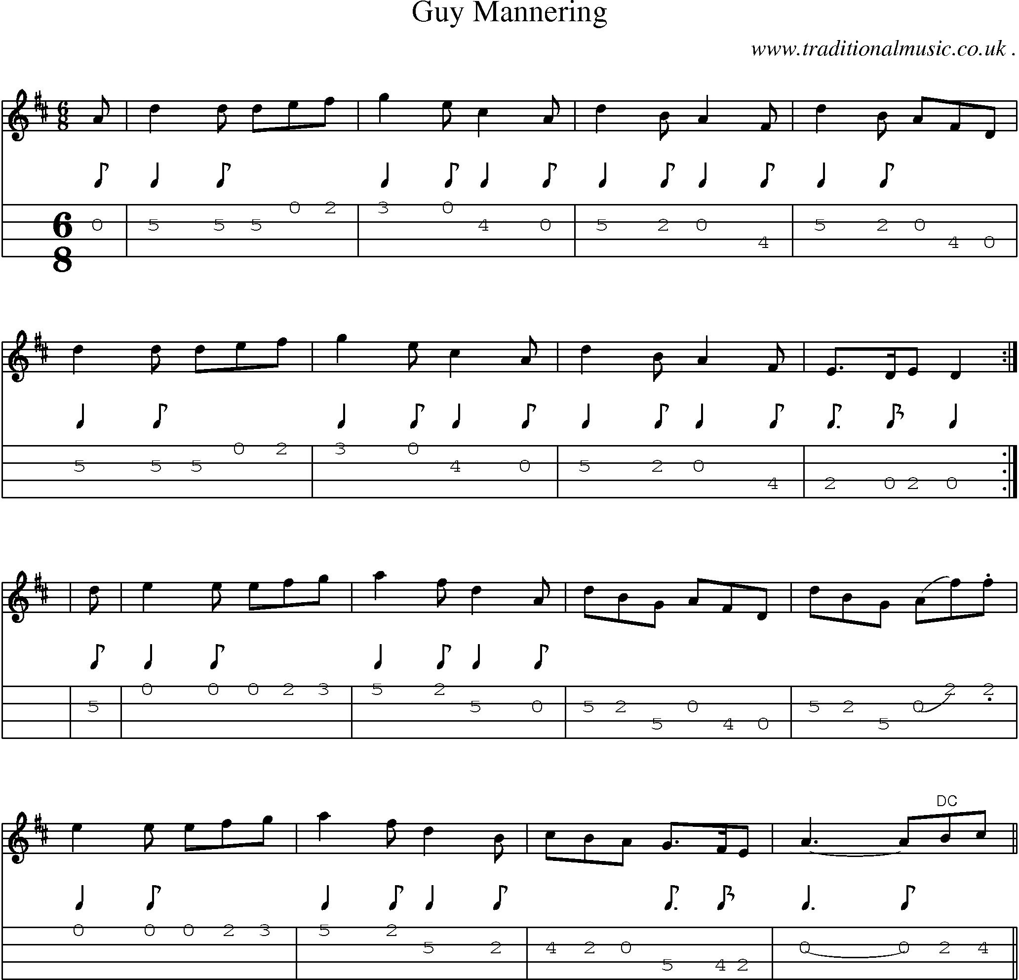 Sheet-Music and Mandolin Tabs for Guy Mannering