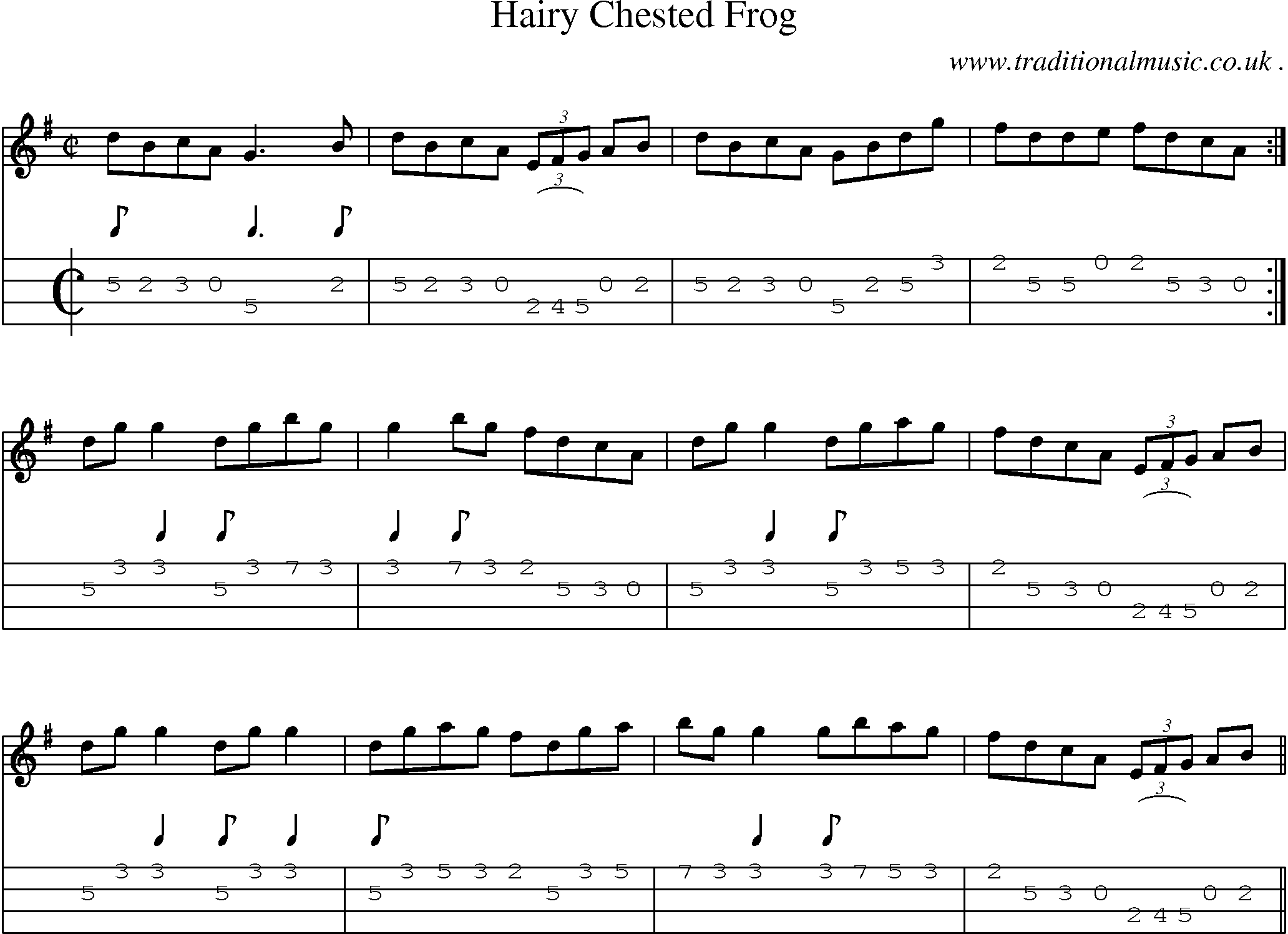 Sheet-Music and Mandolin Tabs for Hairy Chested Frog