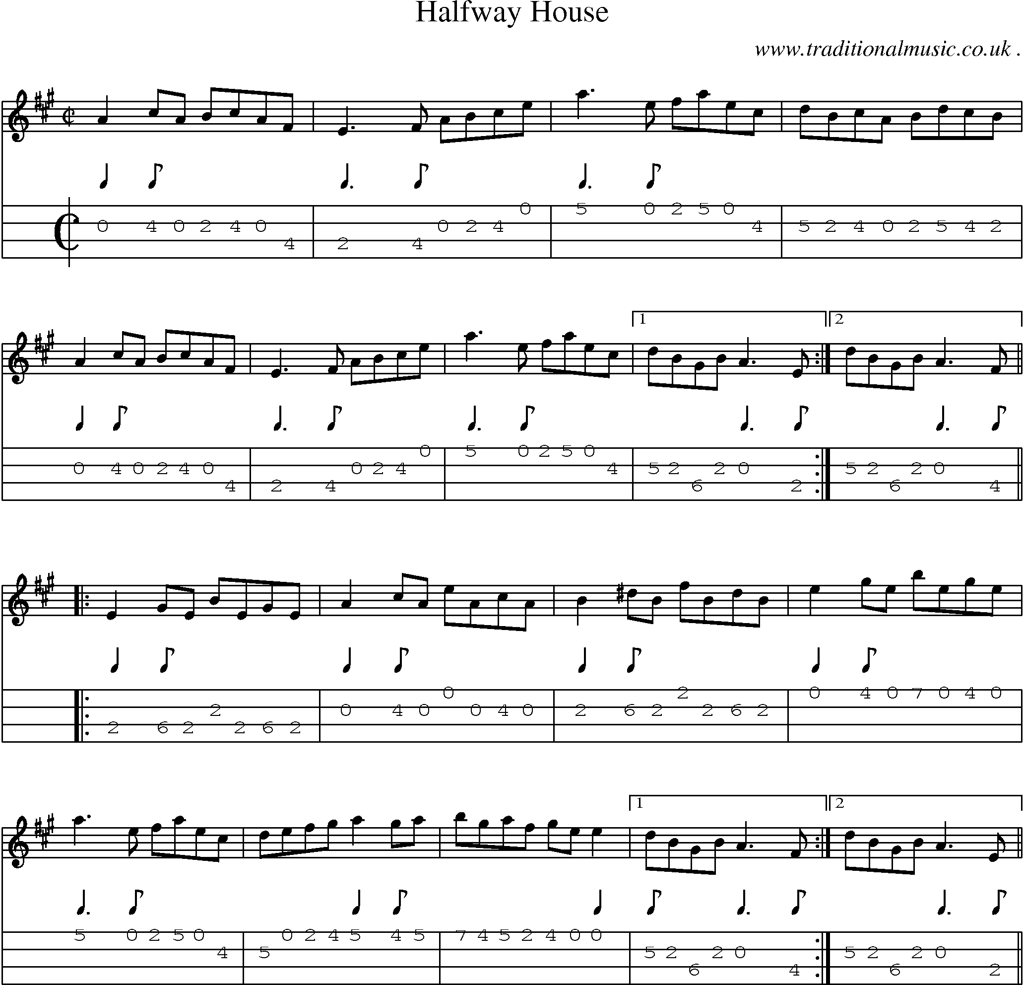 Sheet-Music and Mandolin Tabs for Halfway House