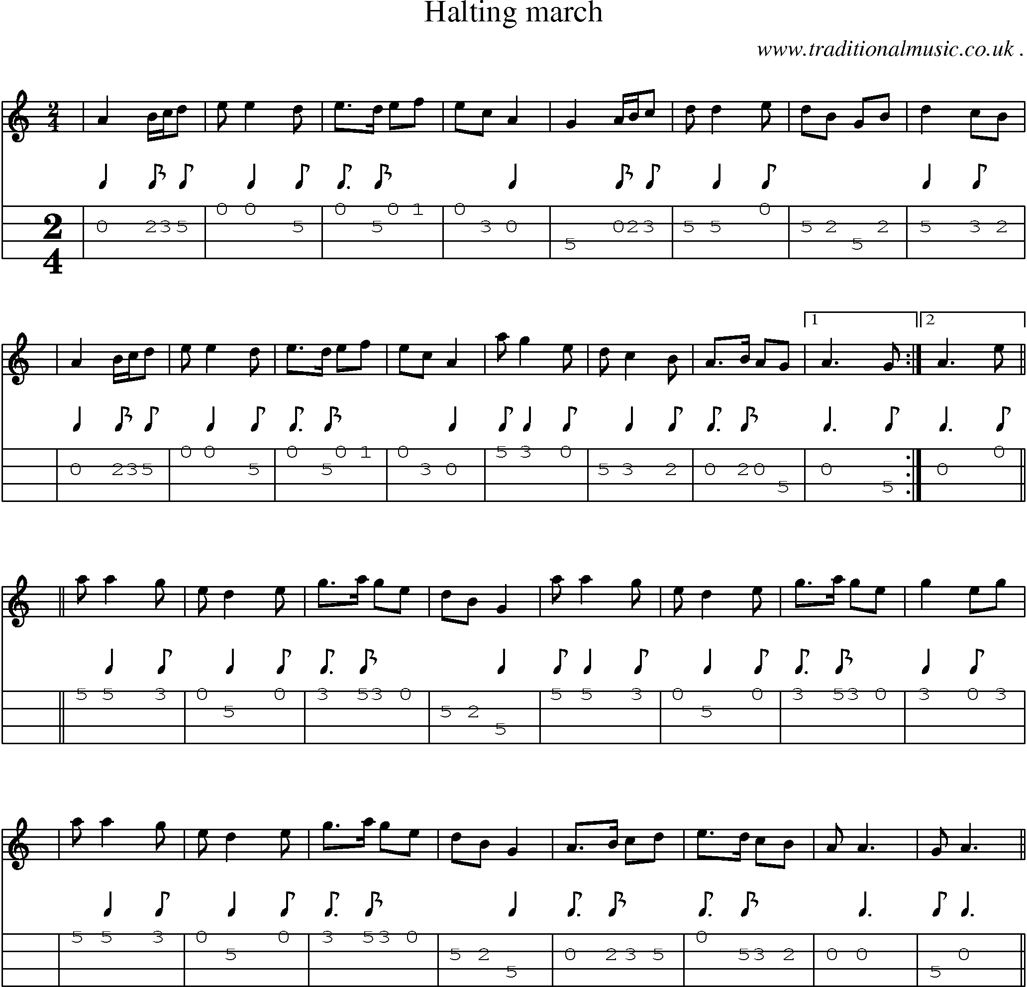 Sheet-Music and Mandolin Tabs for Halting March