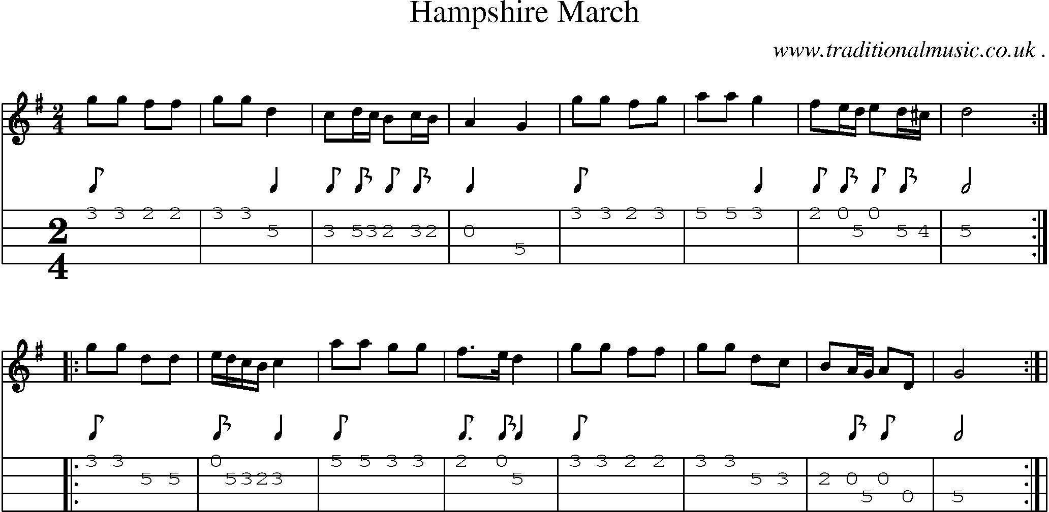 Sheet-Music and Mandolin Tabs for Hampshire March