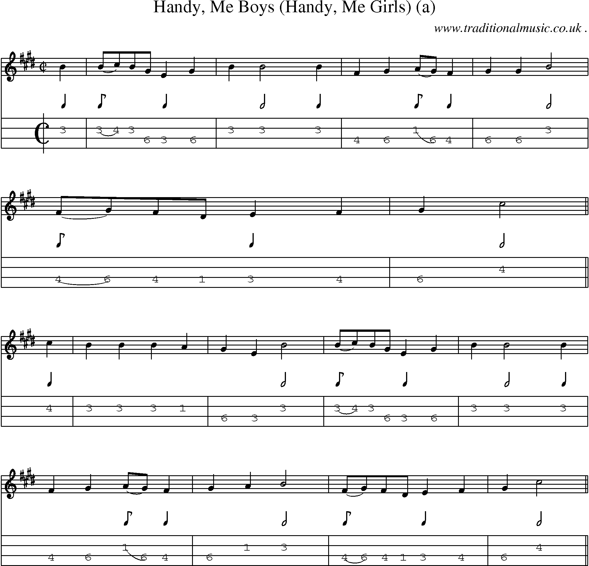 Sheet-Music and Mandolin Tabs for Handy Me Boys (handy Me Girls) (a)