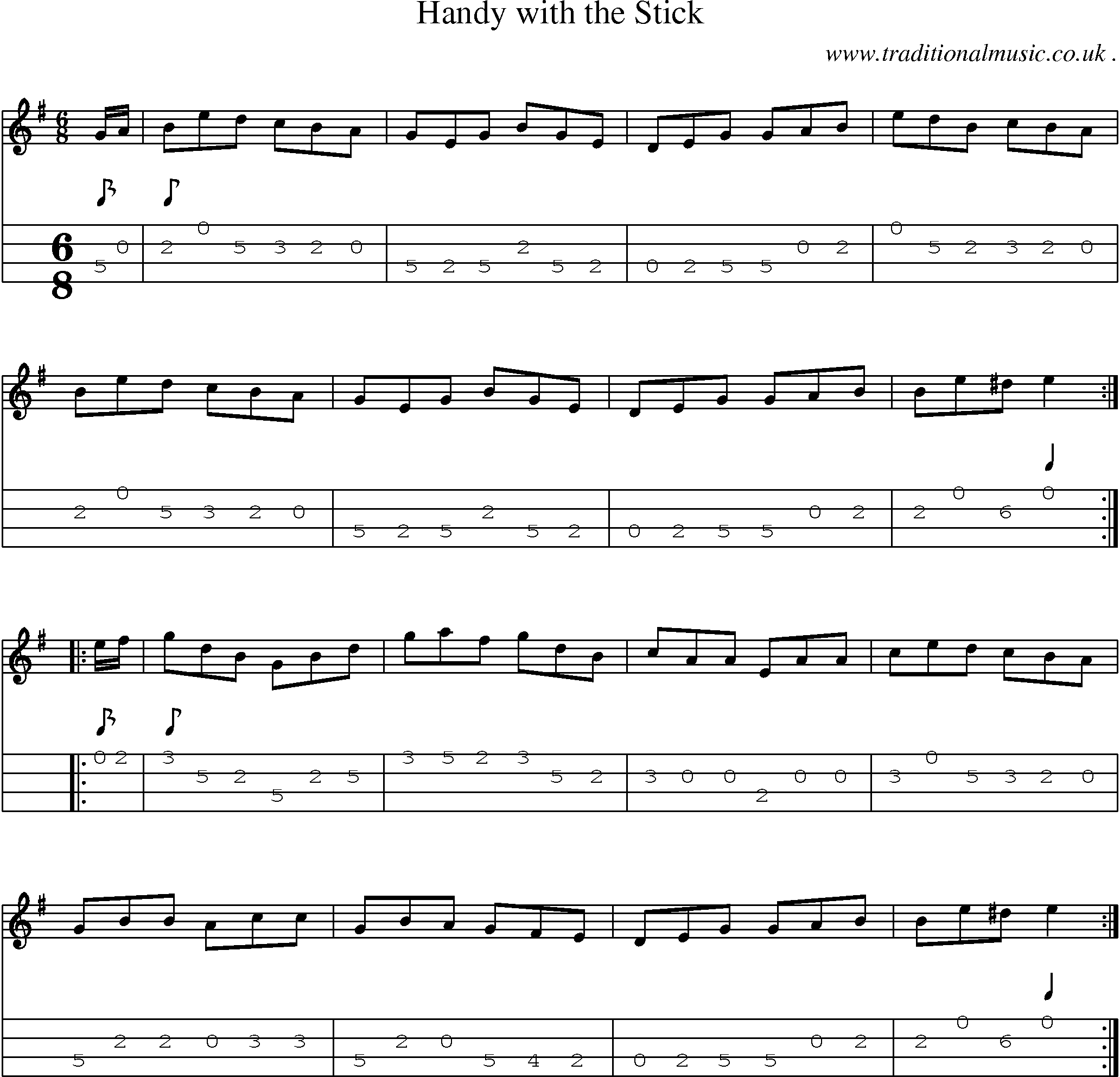 Sheet-Music and Mandolin Tabs for Handy With The Stick