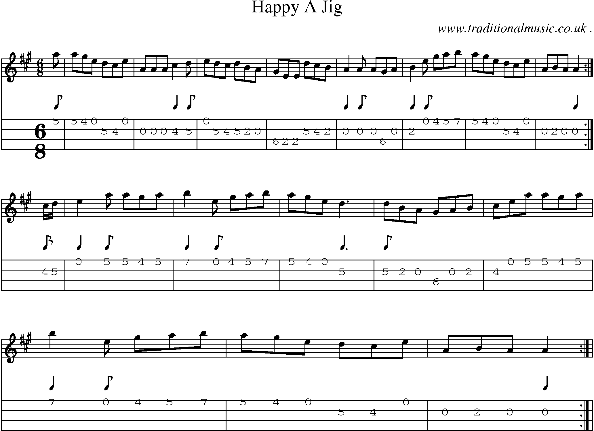 Sheet-Music and Mandolin Tabs for Happy A Jig