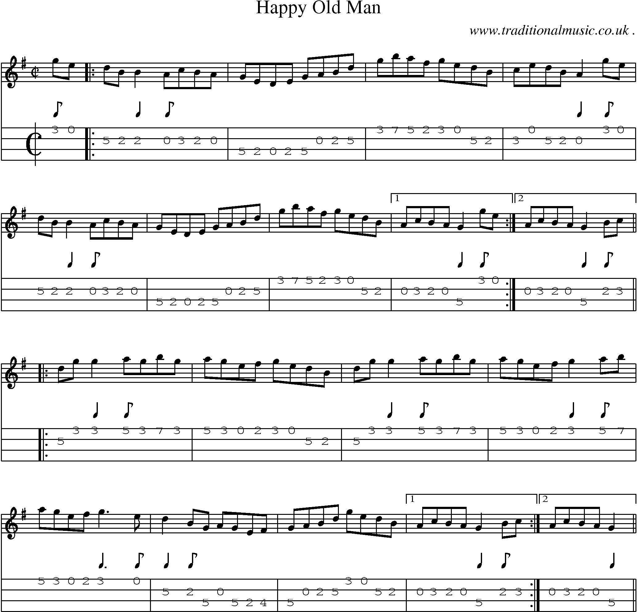 Sheet-Music and Mandolin Tabs for Happy Old Man