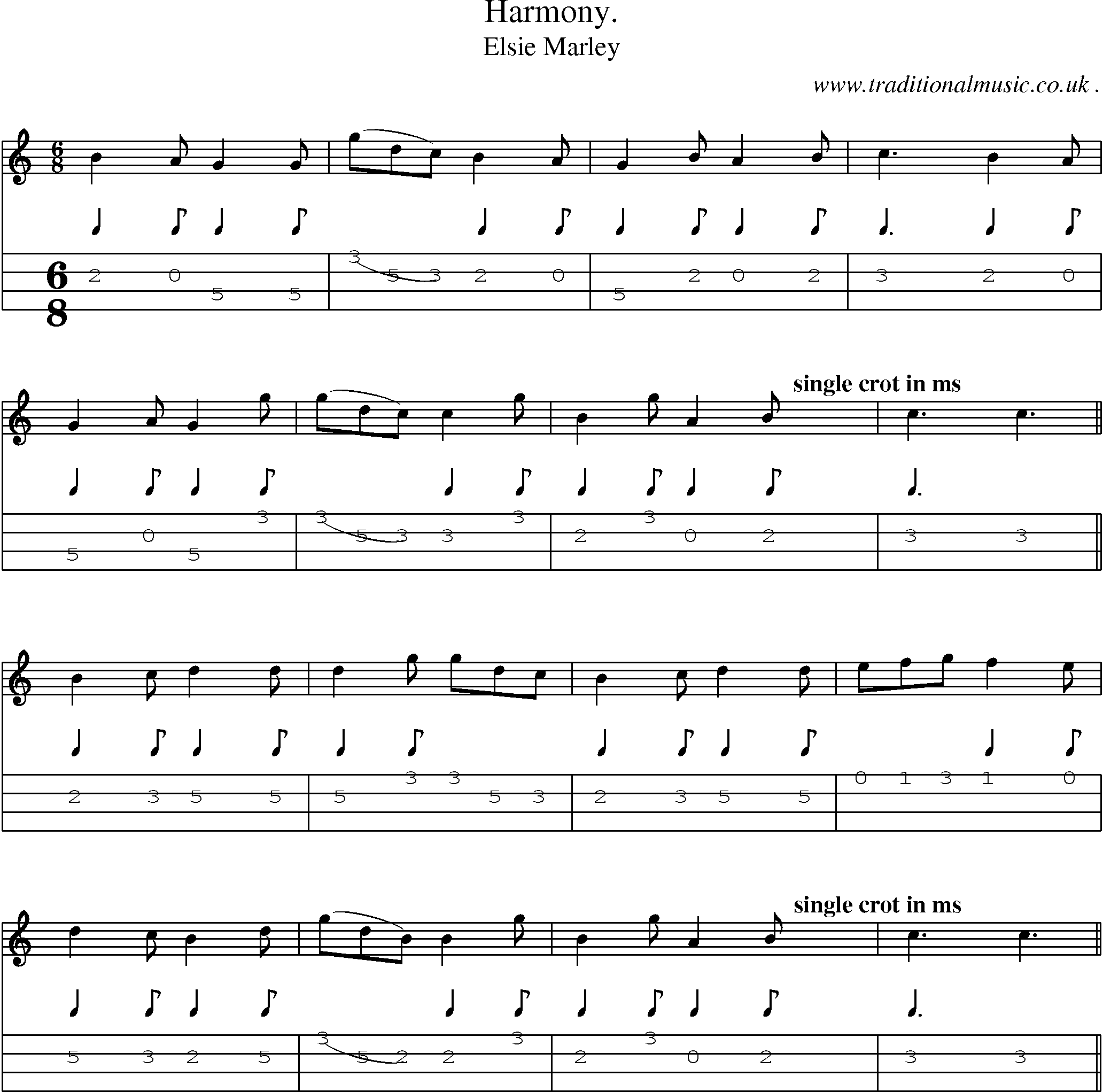 Sheet-Music and Mandolin Tabs for Harmony
