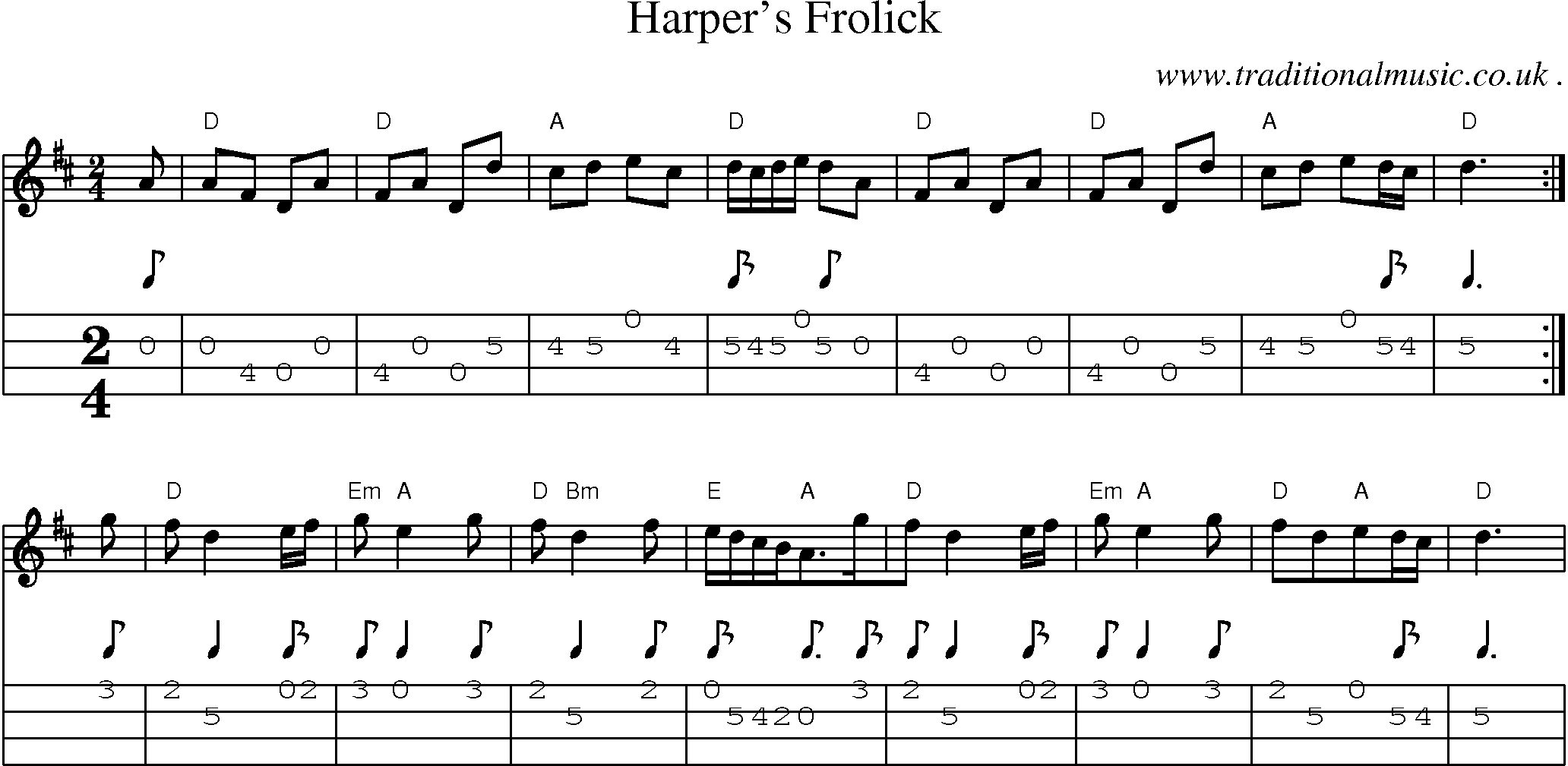 Sheet-Music and Mandolin Tabs for Harpers Frolick