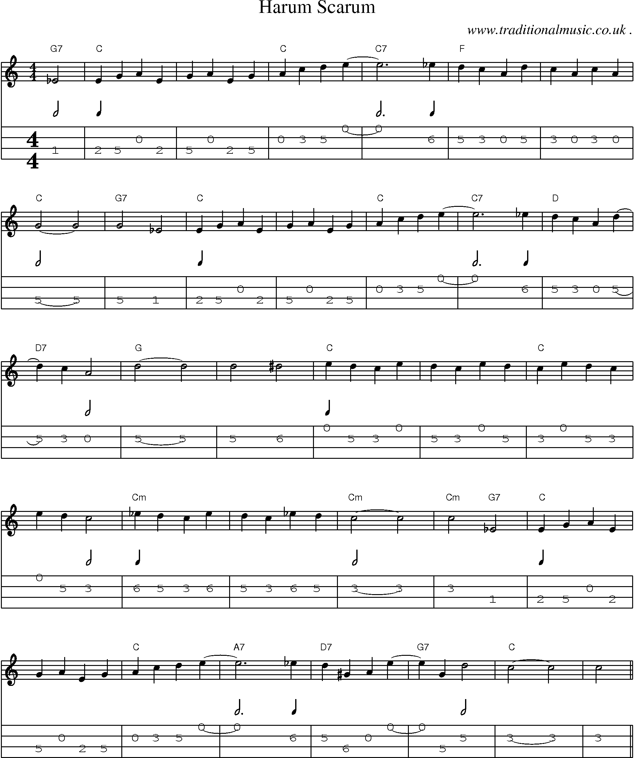 Sheet-Music and Mandolin Tabs for Harum Scarum