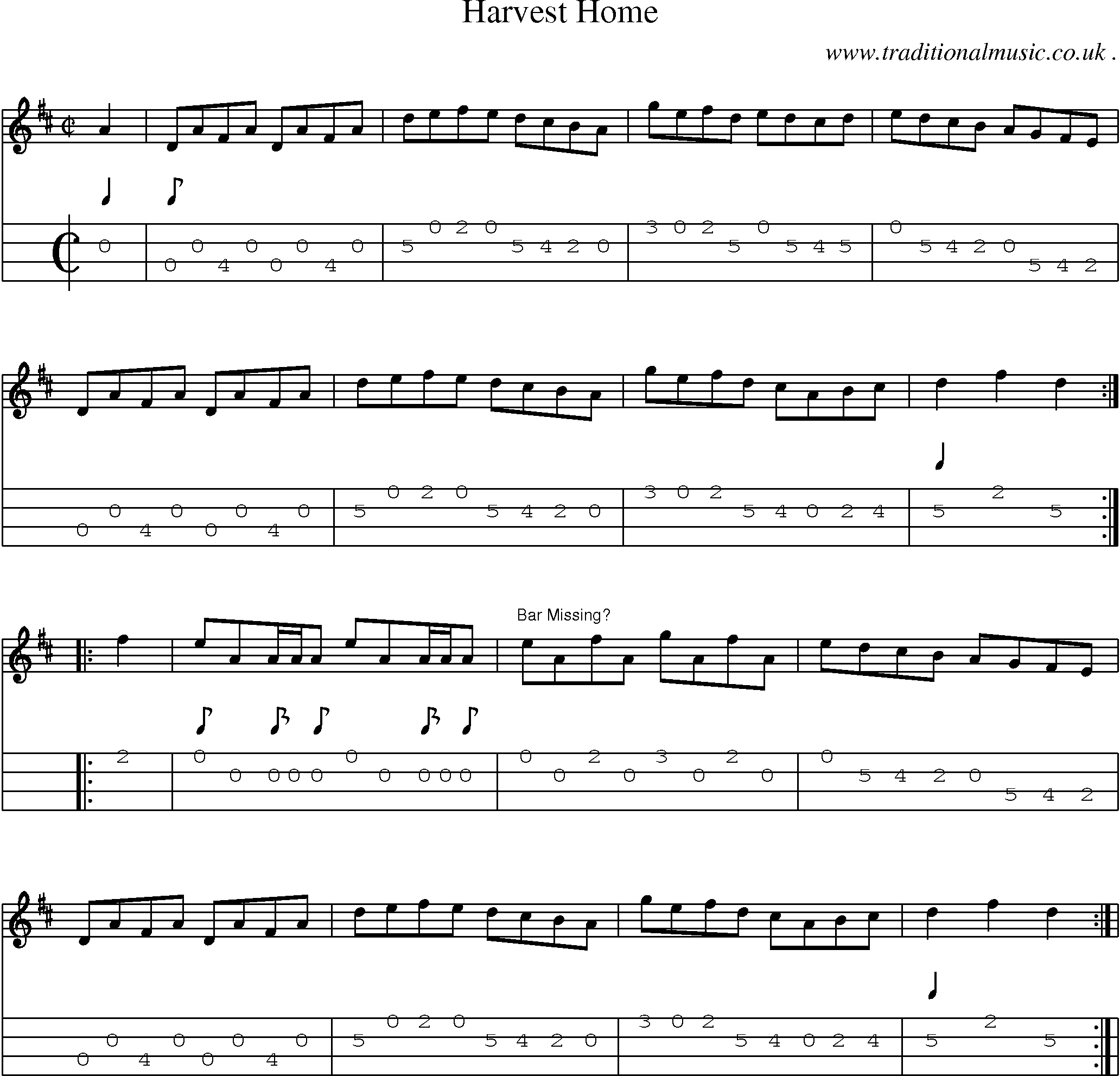 Sheet-Music and Mandolin Tabs for Harvest Home