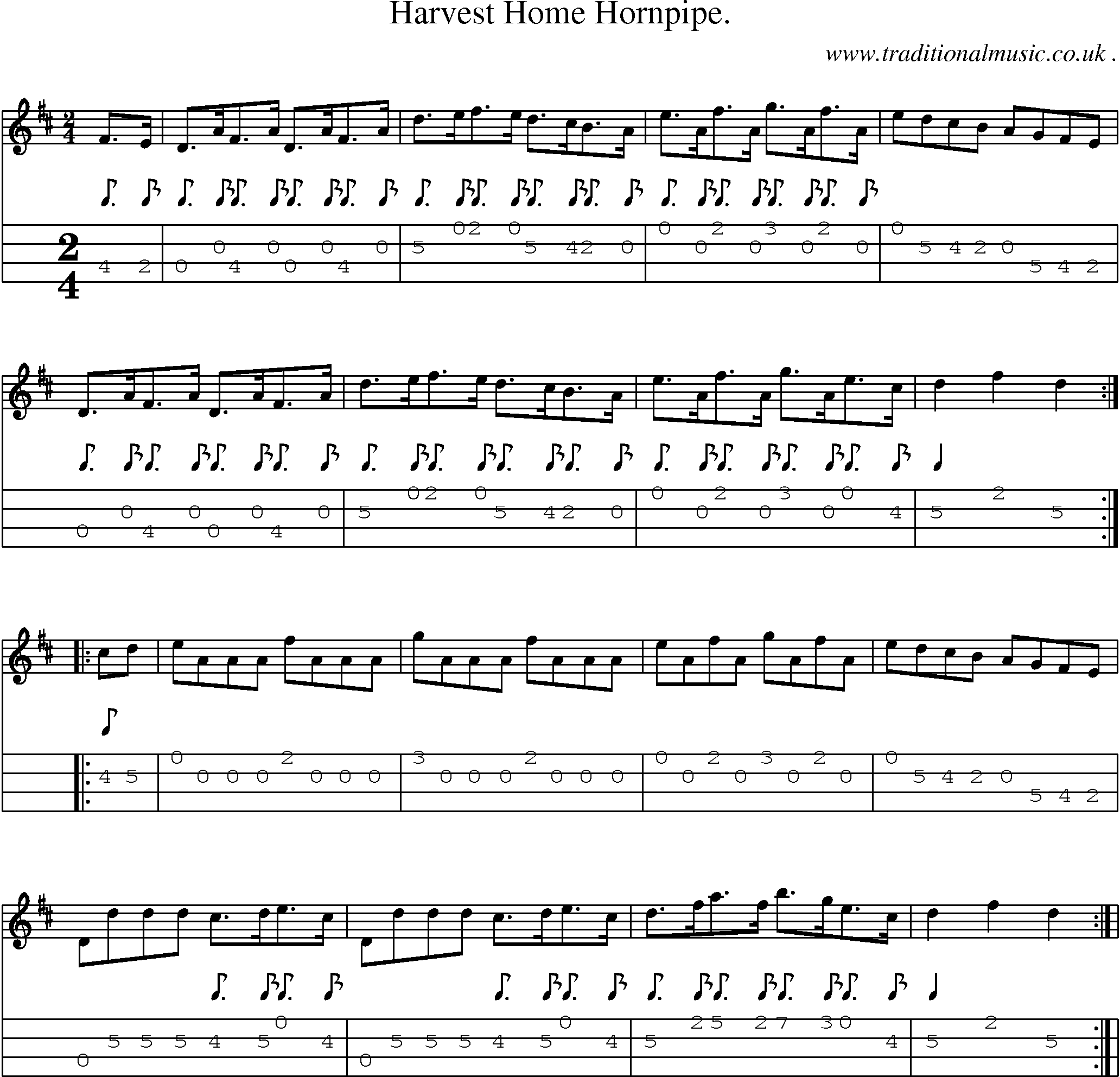 Sheet-Music and Mandolin Tabs for Harvest Home Hornpipe 