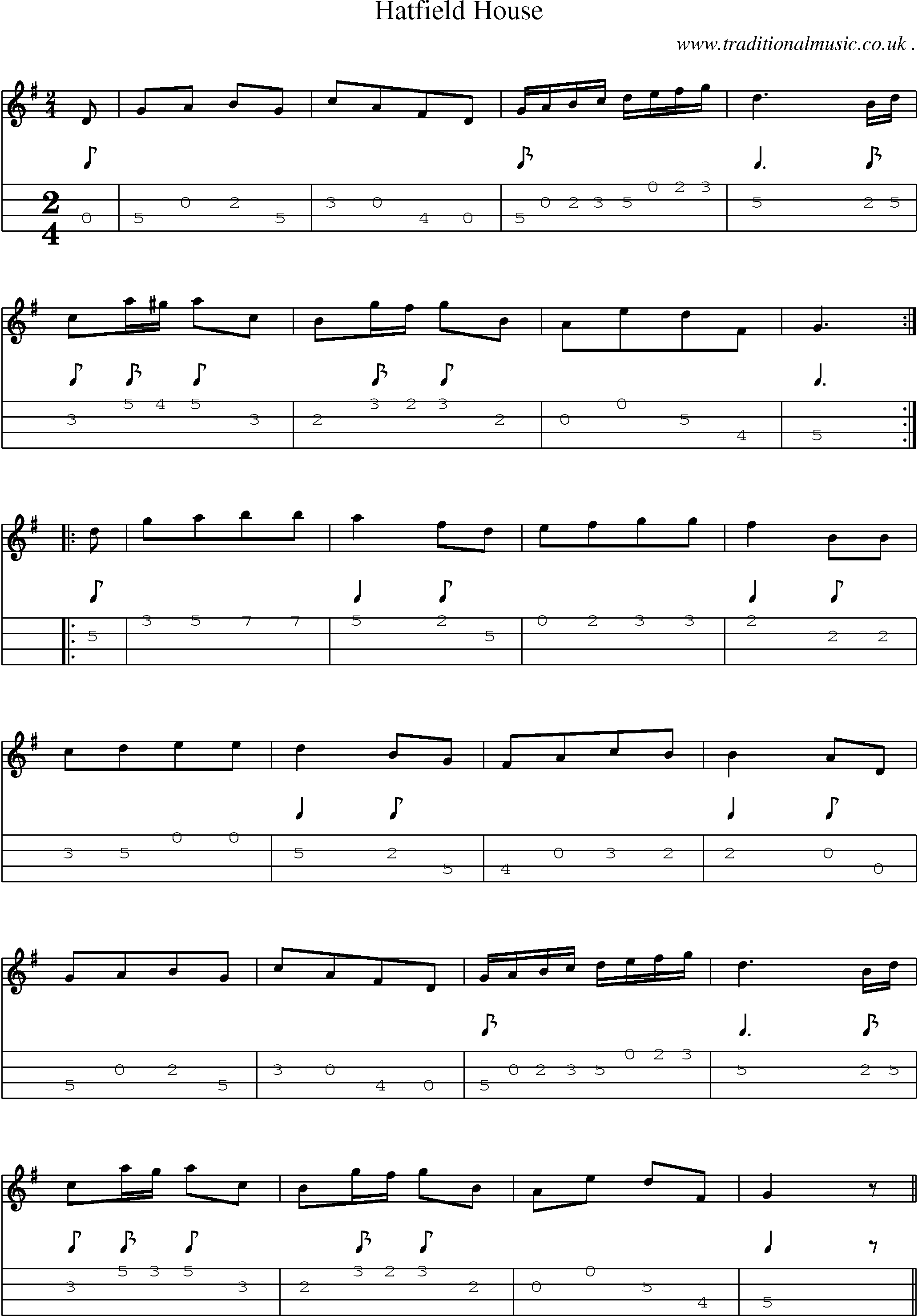 Sheet-Music and Mandolin Tabs for Hatfield House