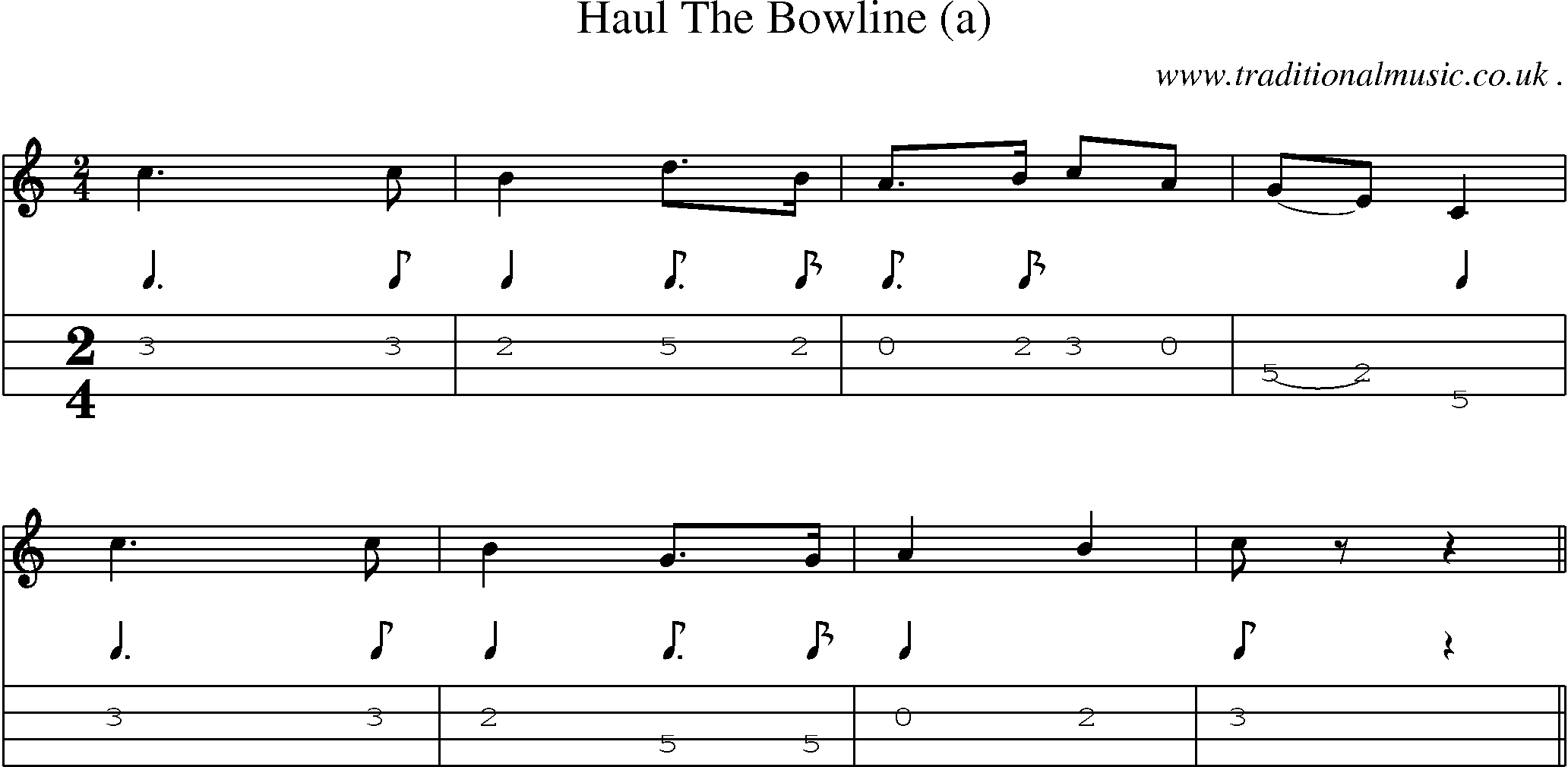 Sheet-Music and Mandolin Tabs for Haul The Bowline (a)