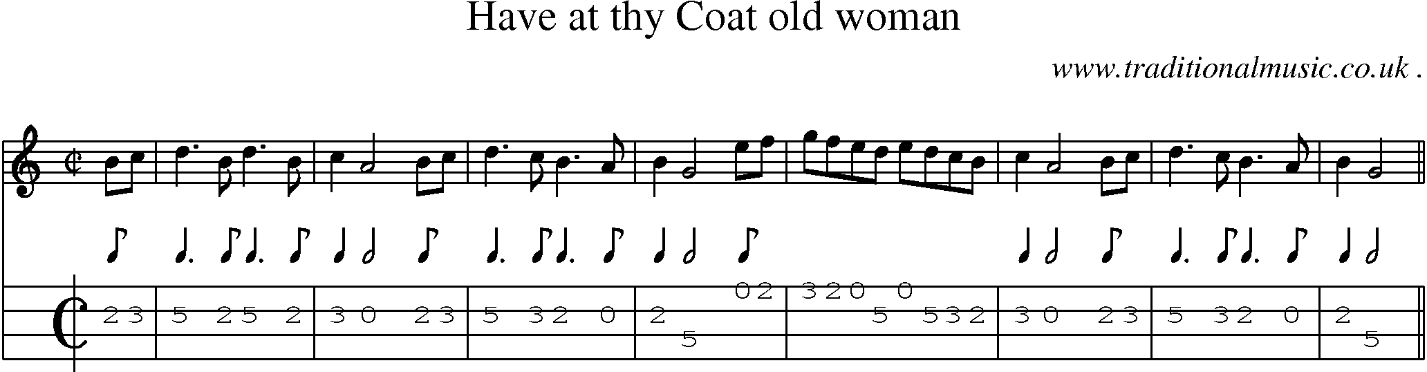 Sheet-Music and Mandolin Tabs for Have At Thy Coat Old Woman