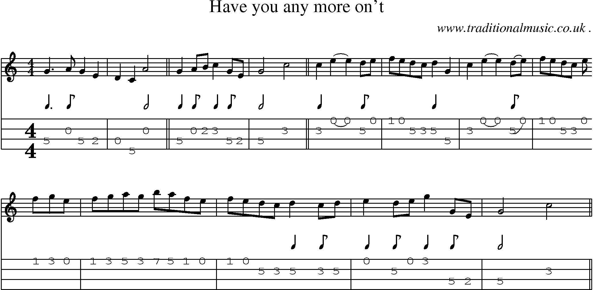 Sheet-Music and Mandolin Tabs for Have You Any More Ont