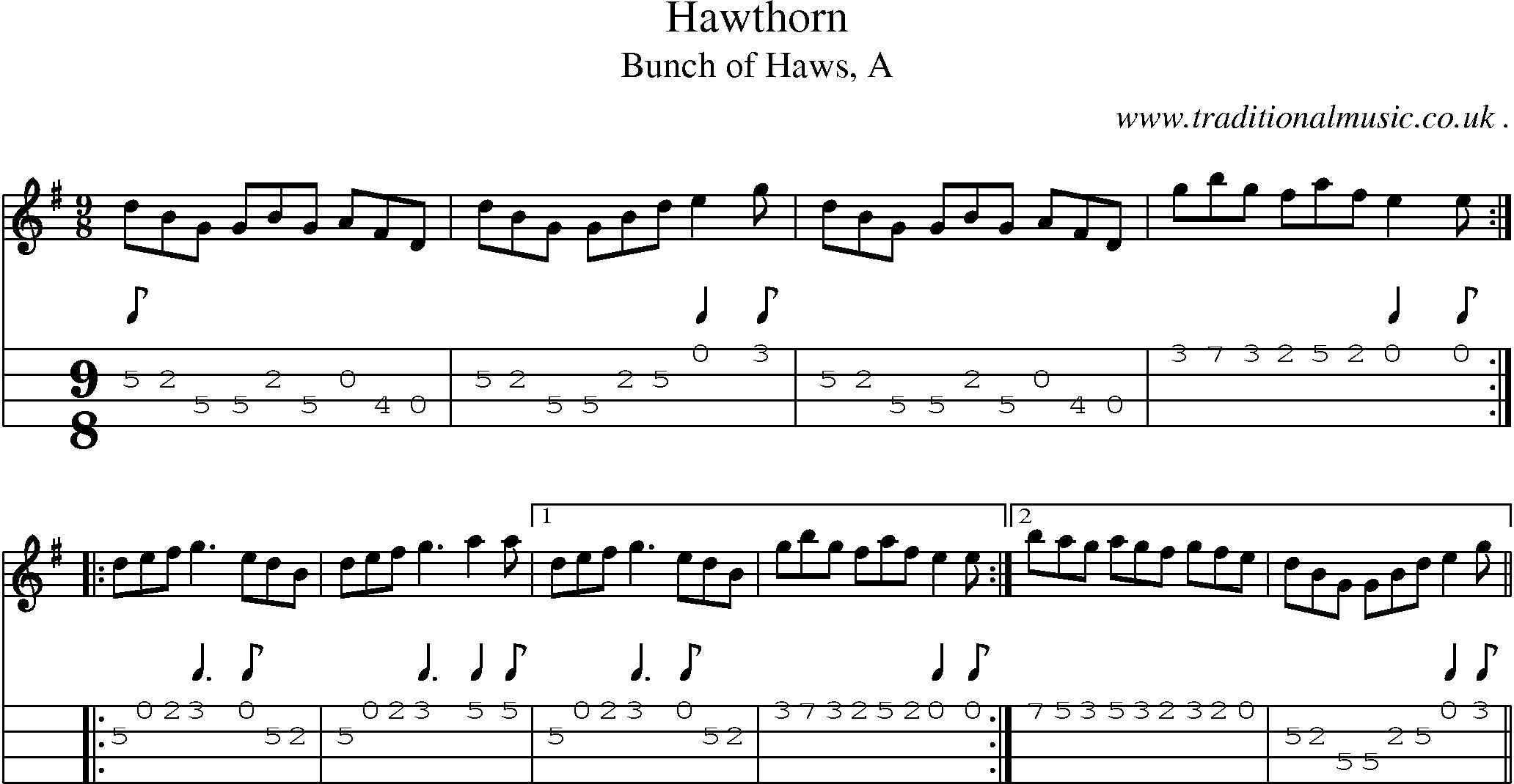 Sheet-Music and Mandolin Tabs for Hawthorn