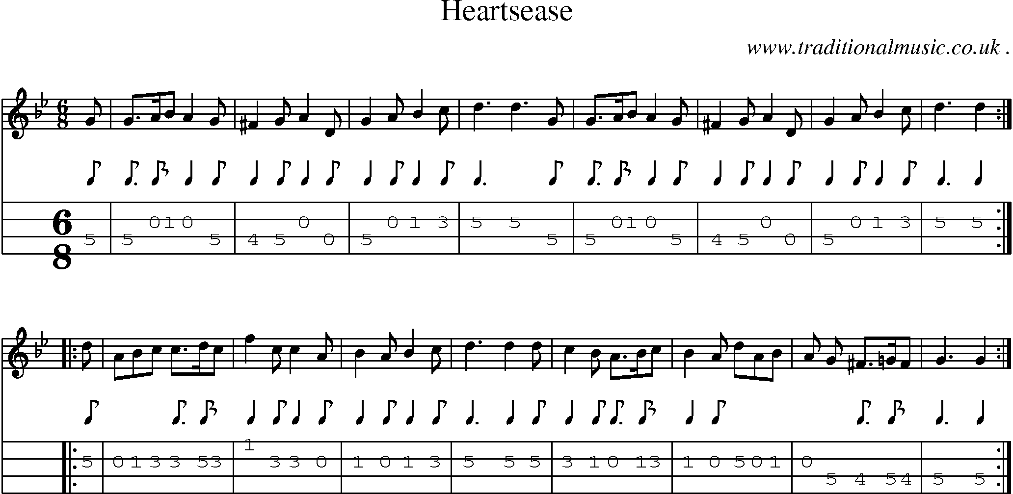 Sheet-Music and Mandolin Tabs for Heartsease