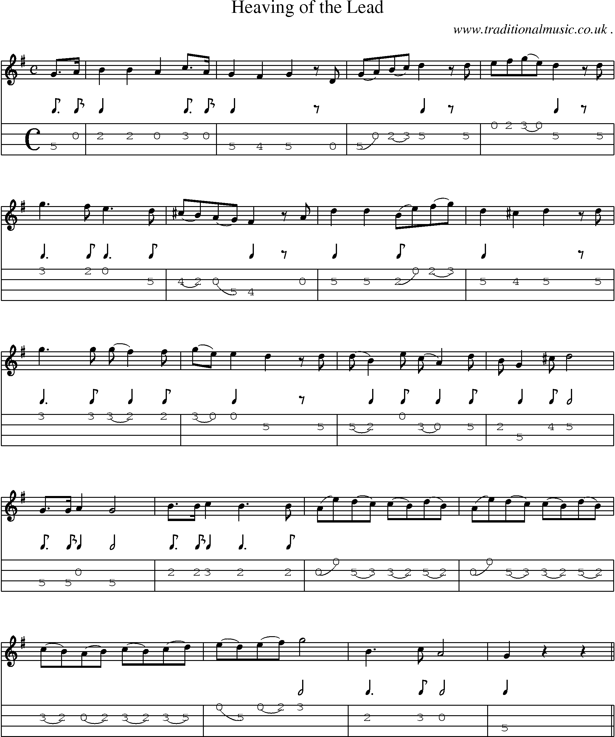 Sheet-Music and Mandolin Tabs for Heaving Of The Lead